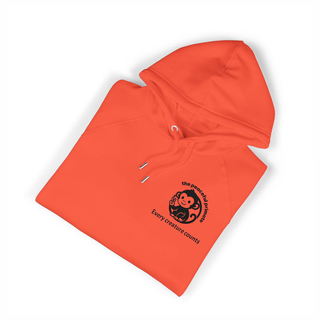 Embroidered Eco Raglan Hoodie — Minimal Crest Logo "Enjoying Life's Moments"