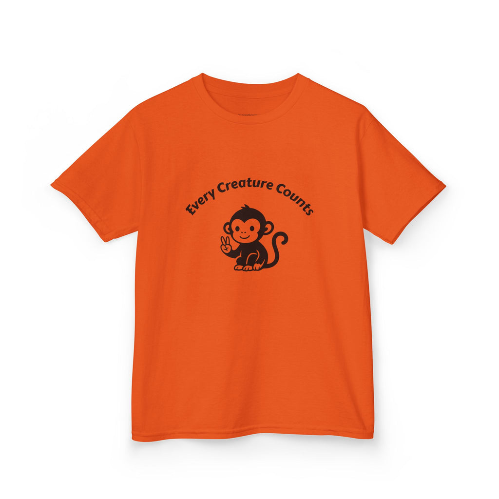 Kids T‑Shirt — Cute Monkey "Every Creature Counts" Eco Animal Rescue Tee
