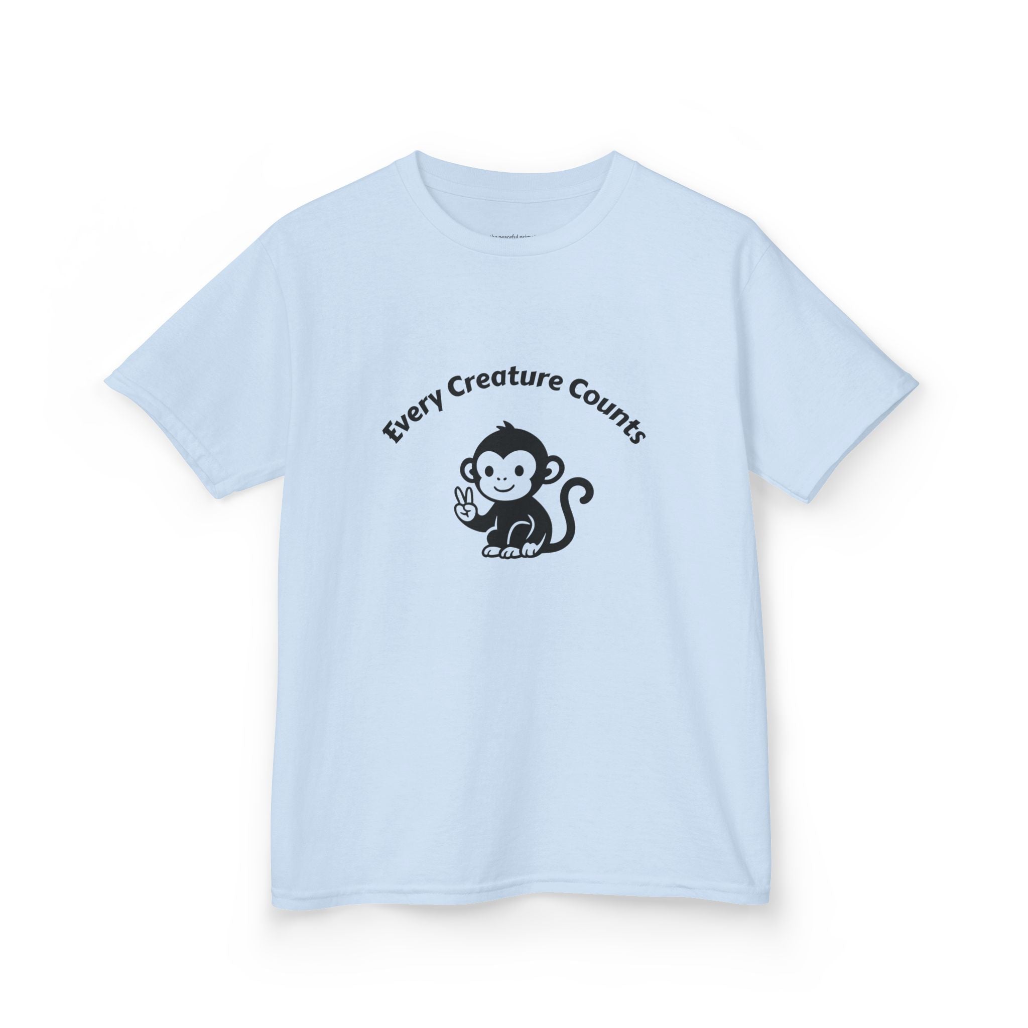 Kids T‑Shirt — Cute Monkey "Every Creature Counts" Eco Animal Rescue Tee