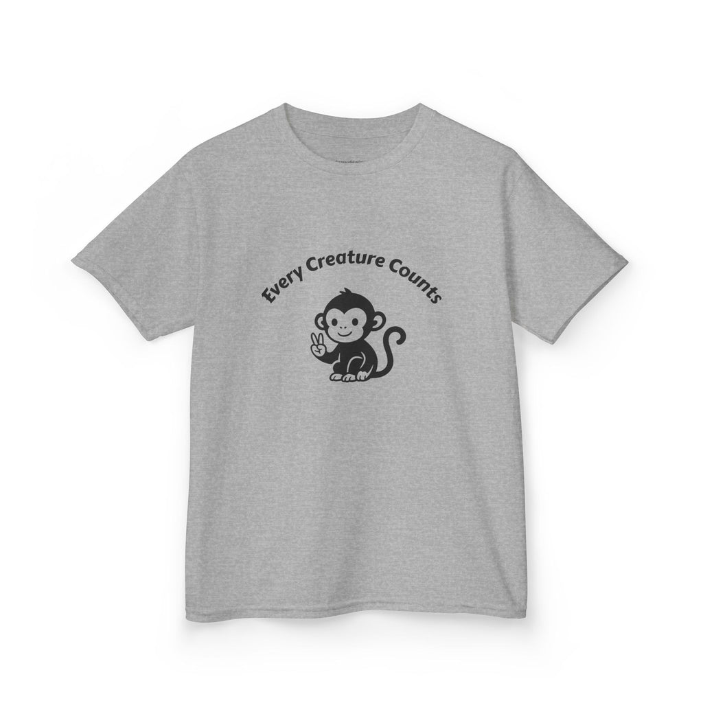 Kids T‑Shirt — Cute Monkey "Every Creature Counts" Eco Animal Rescue Tee