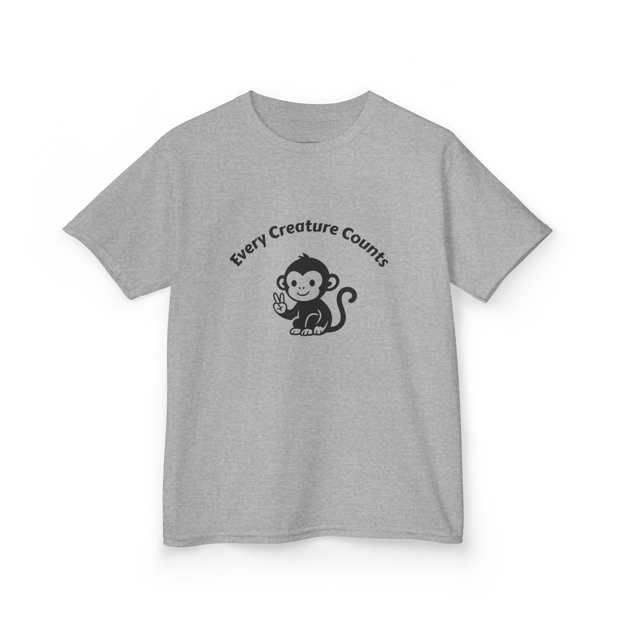 Kids T‑Shirt — Cute Monkey "Every Creature Counts" Eco Animal Rescue Tee