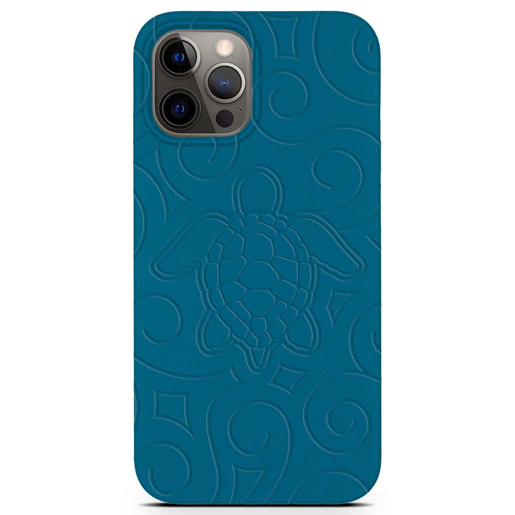 Ocean Turtle -  Biodegradable Phone Case - Ocean Blue and Black