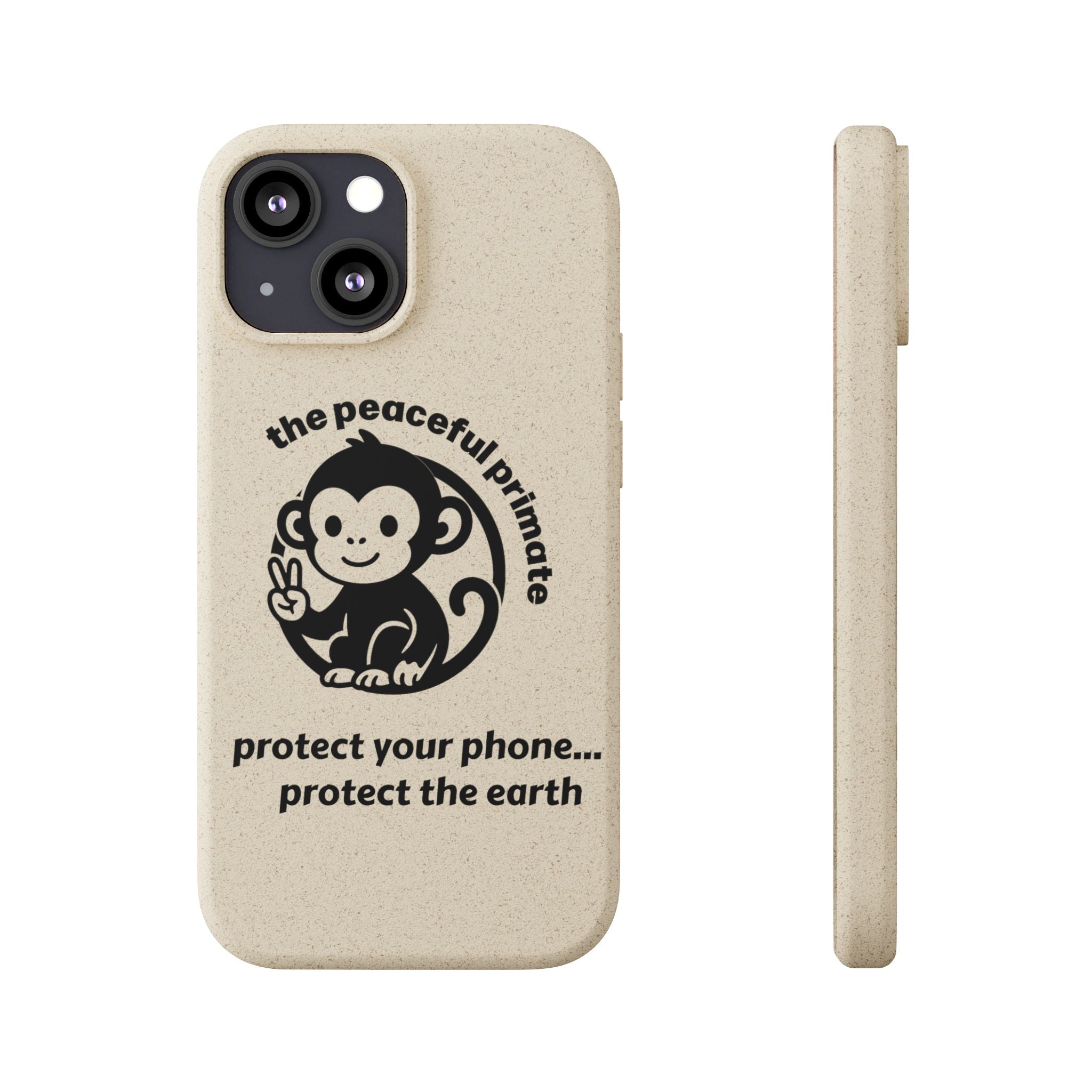 Biodegradable Phone Case — "The Peaceful Primate" Eco-Friendly Protection
