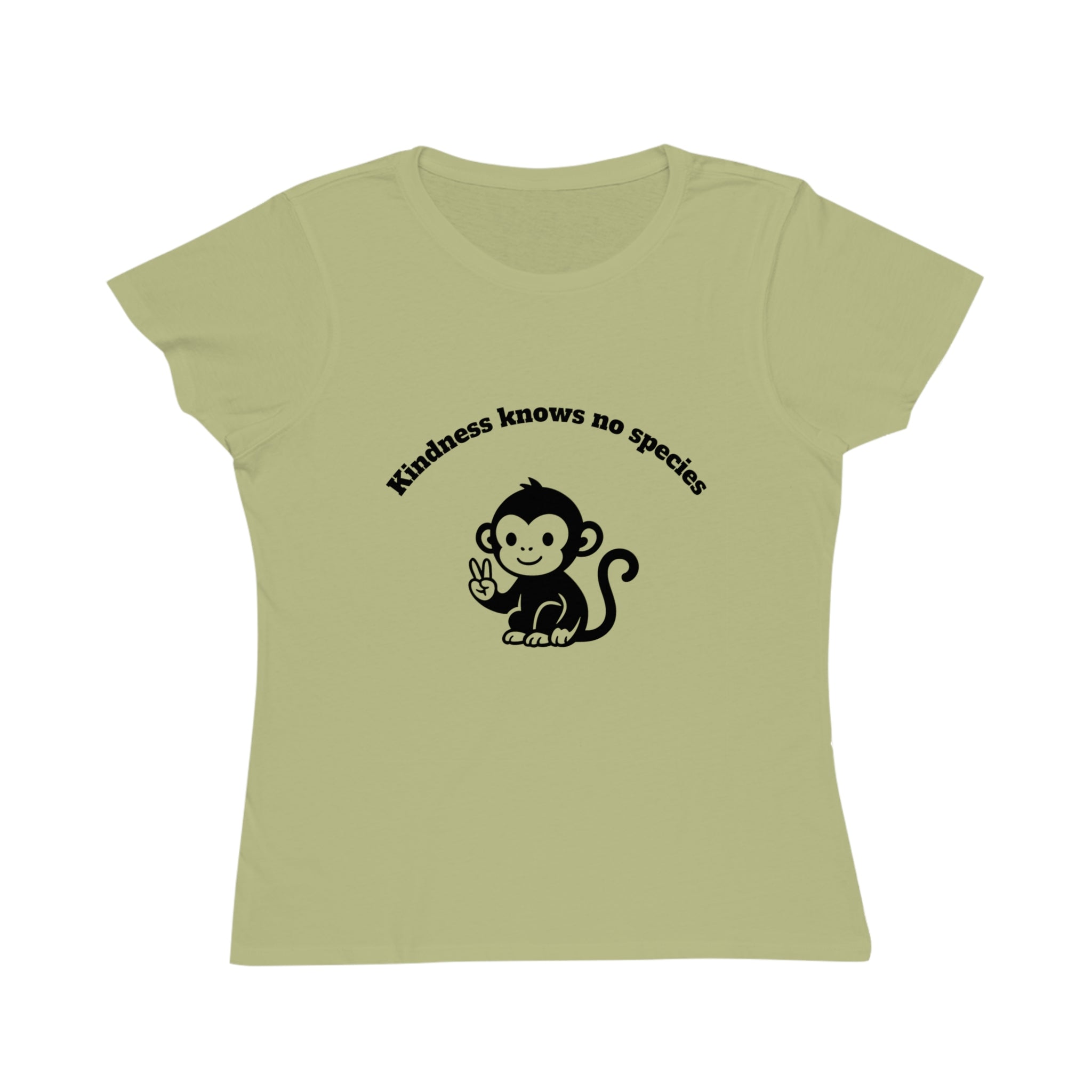 Women's Eco-Friendly T-Shirt — "Kindness Knows No Species" Peaceful Primate Graphic Tee