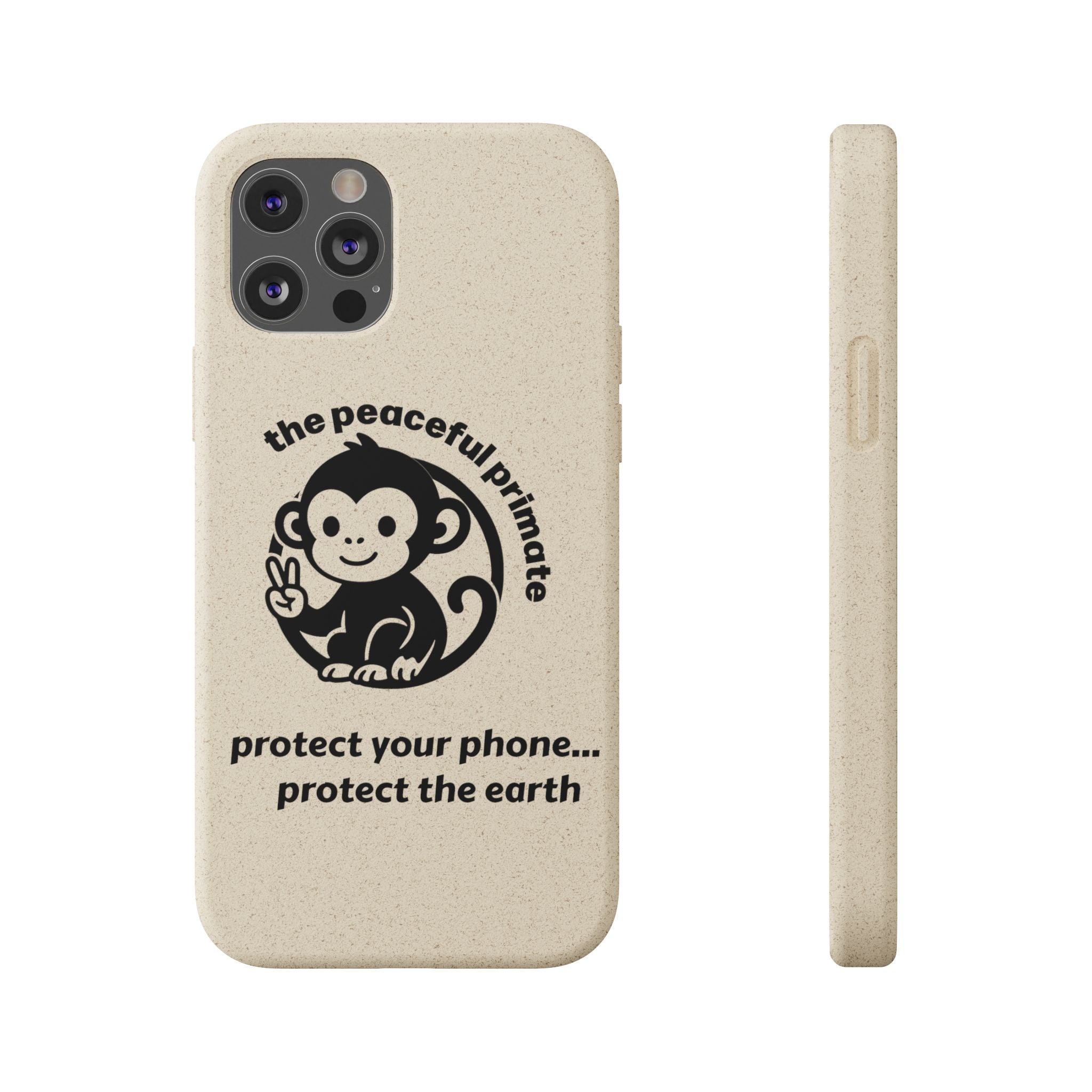 Biodegradable Phone Case — "The Peaceful Primate" Eco-Friendly Protection