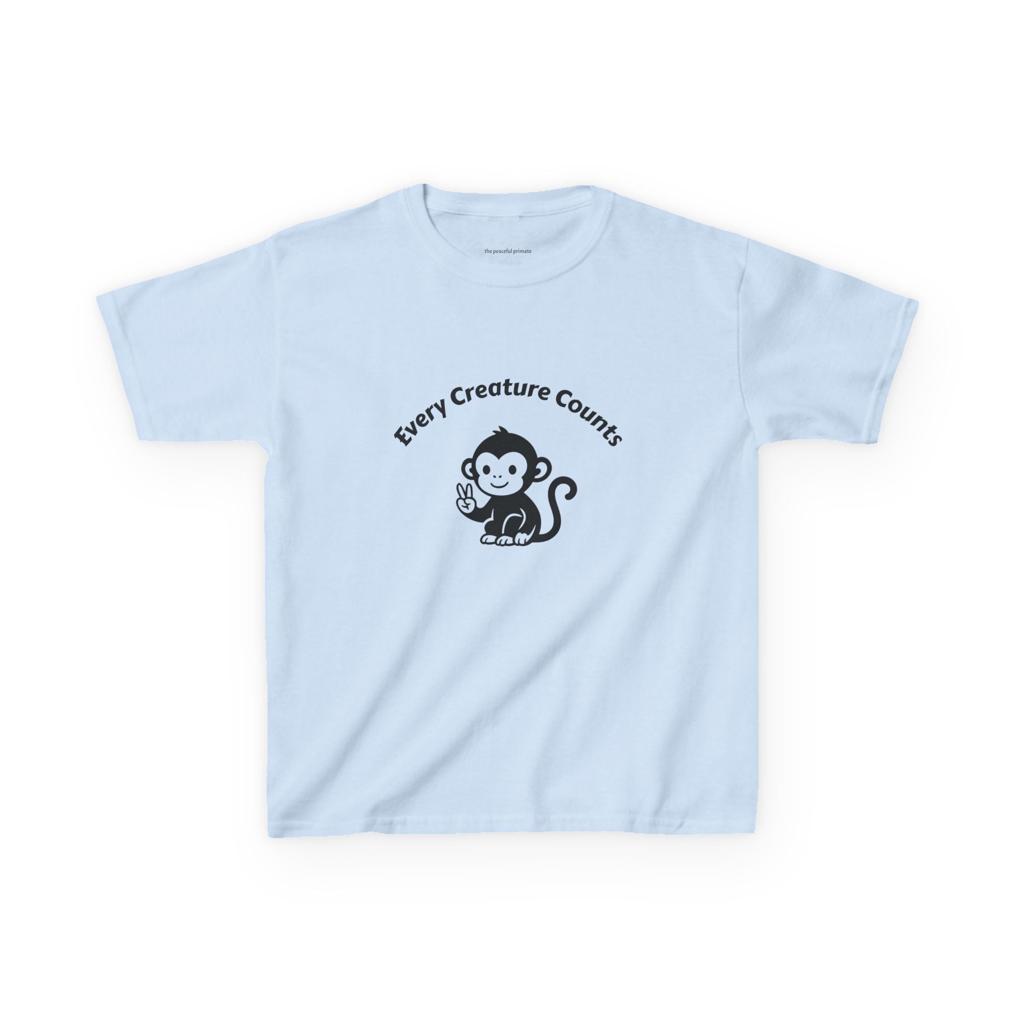 Kids T‑Shirt — Cute Monkey "Every Creature Counts" Eco Animal Rescue Tee