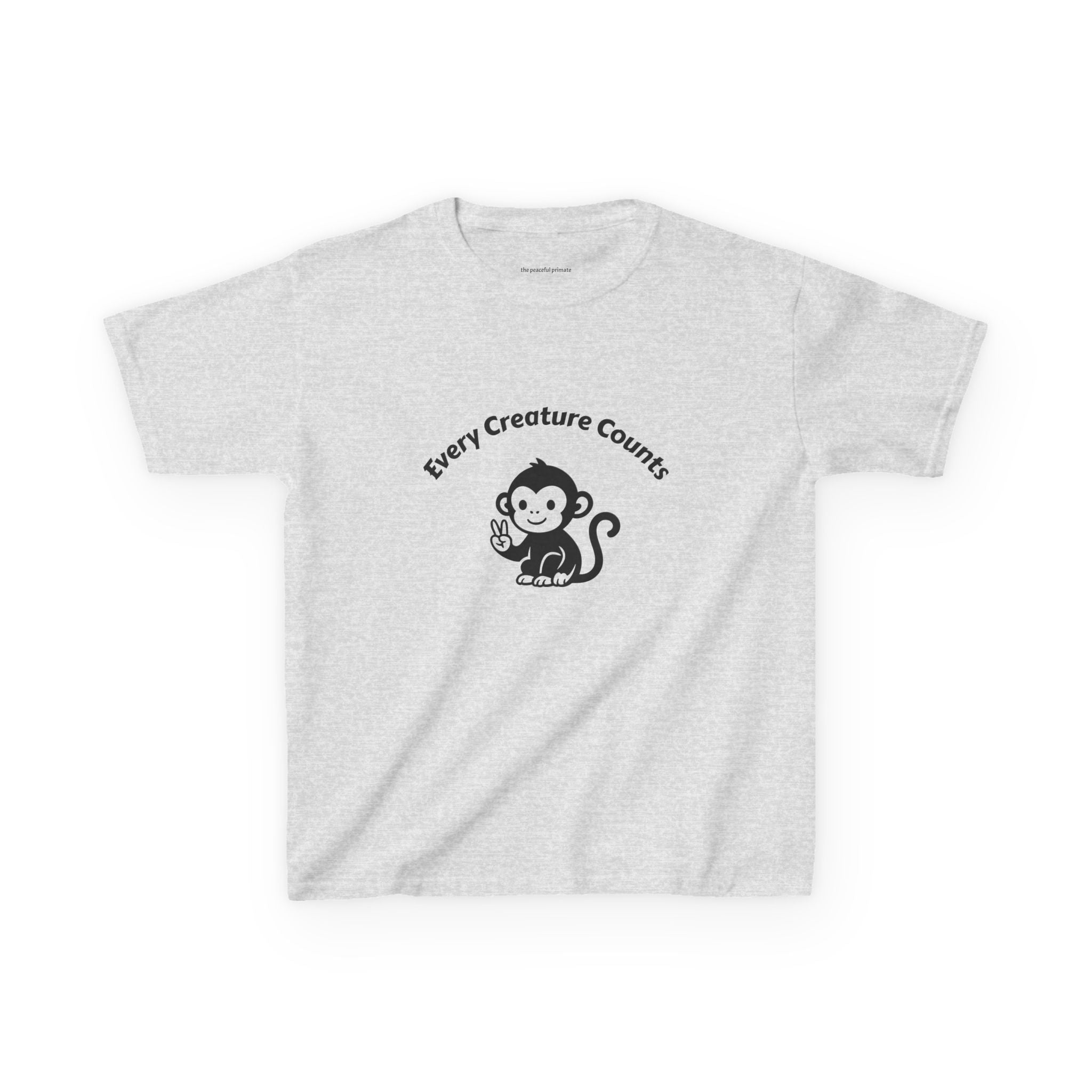 Kids T‑Shirt — Cute Monkey "Every Creature Counts" Eco Animal Rescue Tee