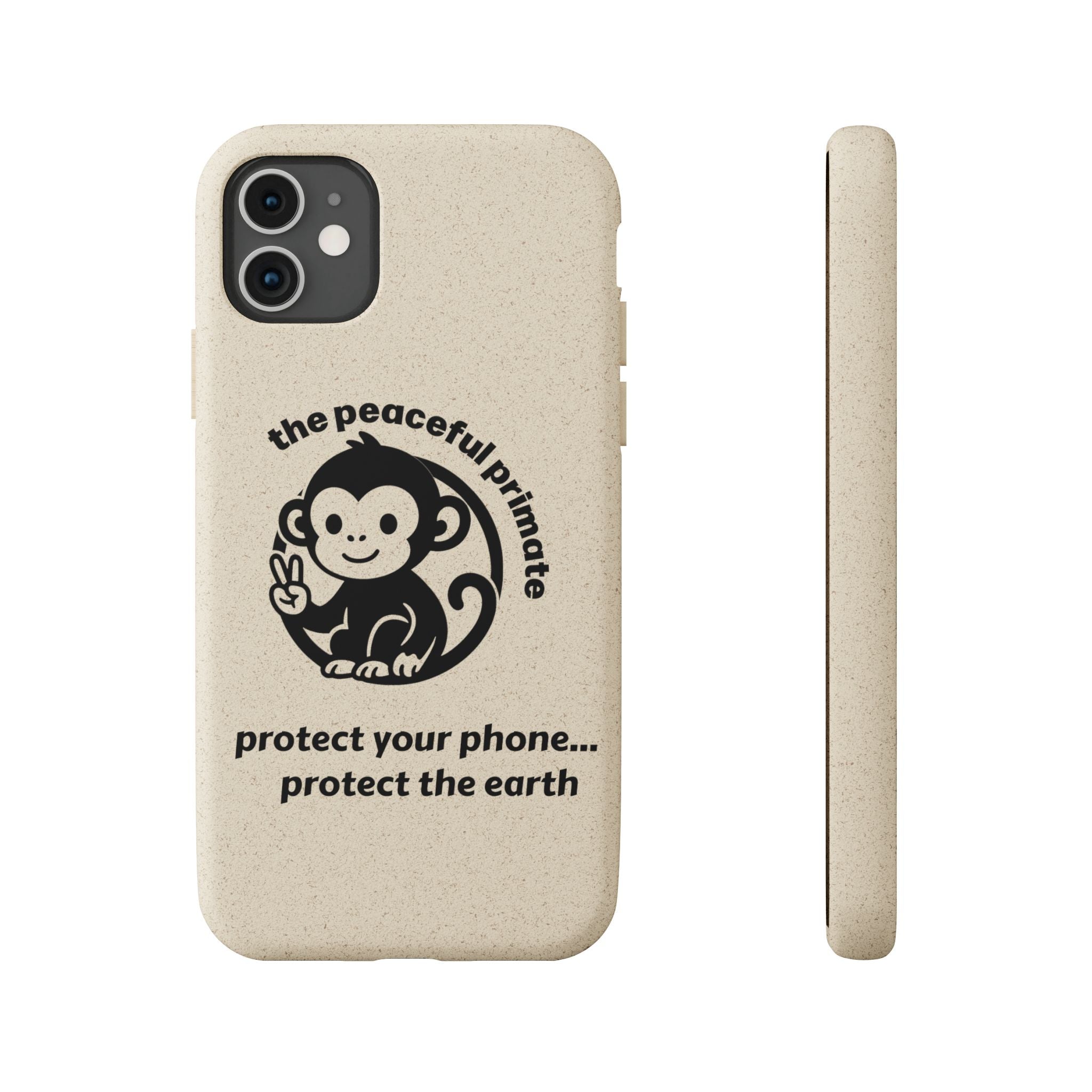 Biodegradable Phone Case — "The Peaceful Primate" Eco-Friendly Protection