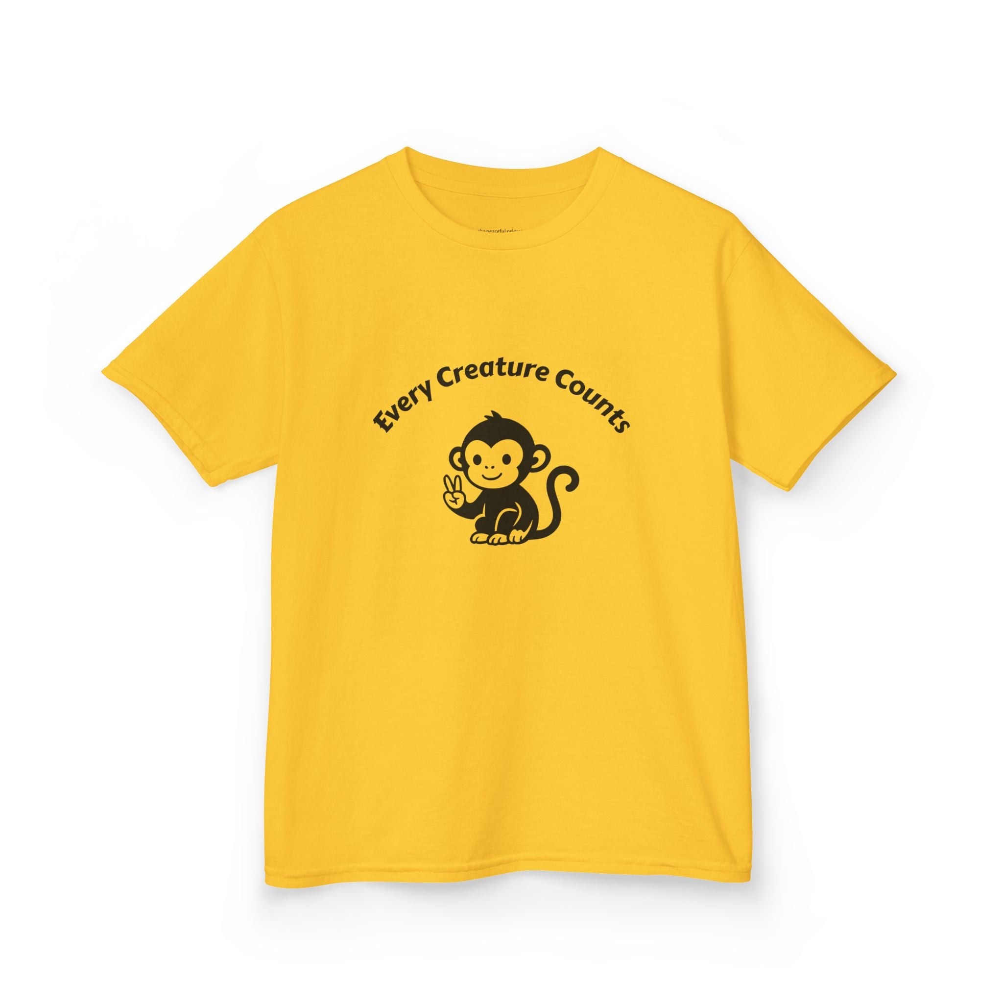 Kids T‑Shirt — Cute Monkey "Every Creature Counts" Eco Animal Rescue Tee