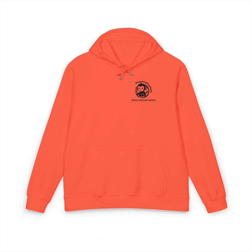 Embroidered Eco Raglan Hoodie — Minimal Crest Logo "Enjoying Life's Moments"