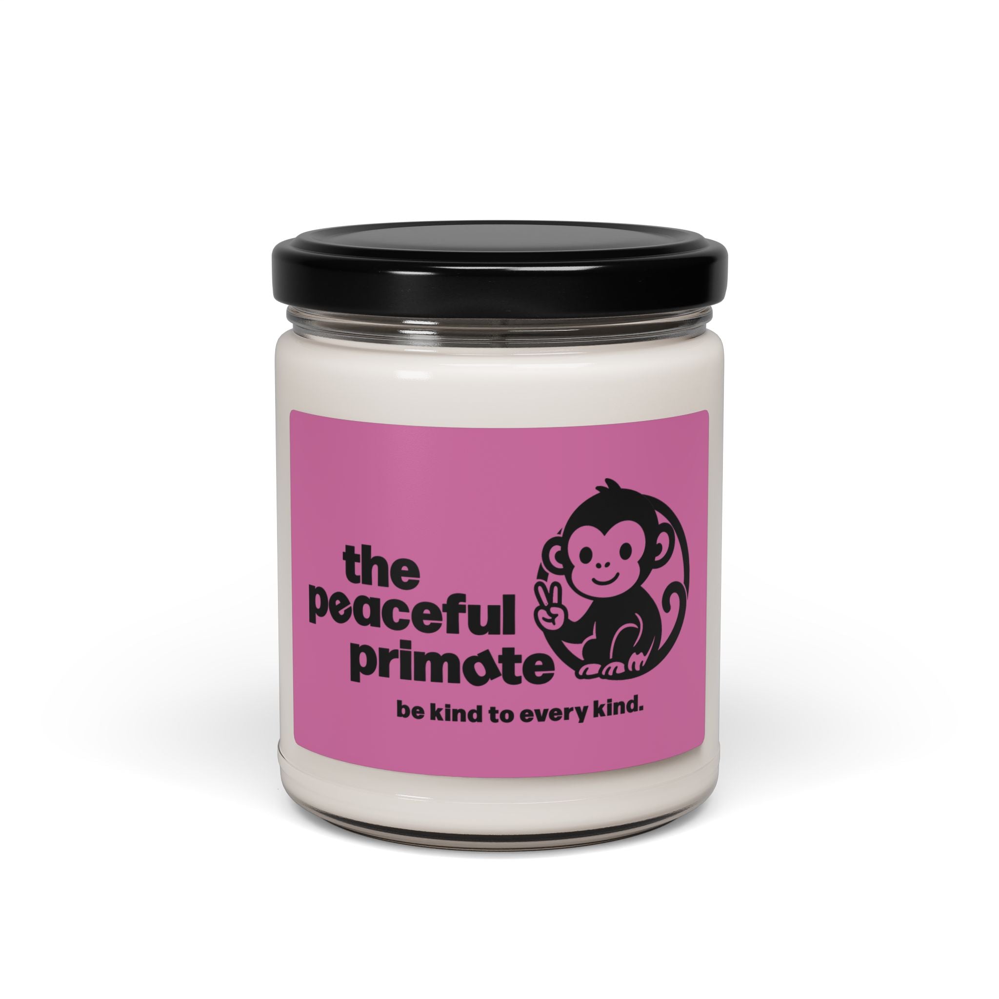 Peaceful Primate Scented Soy Candle — 9oz ‘Be Kind to Every Kind’ Aromatherapy Jar