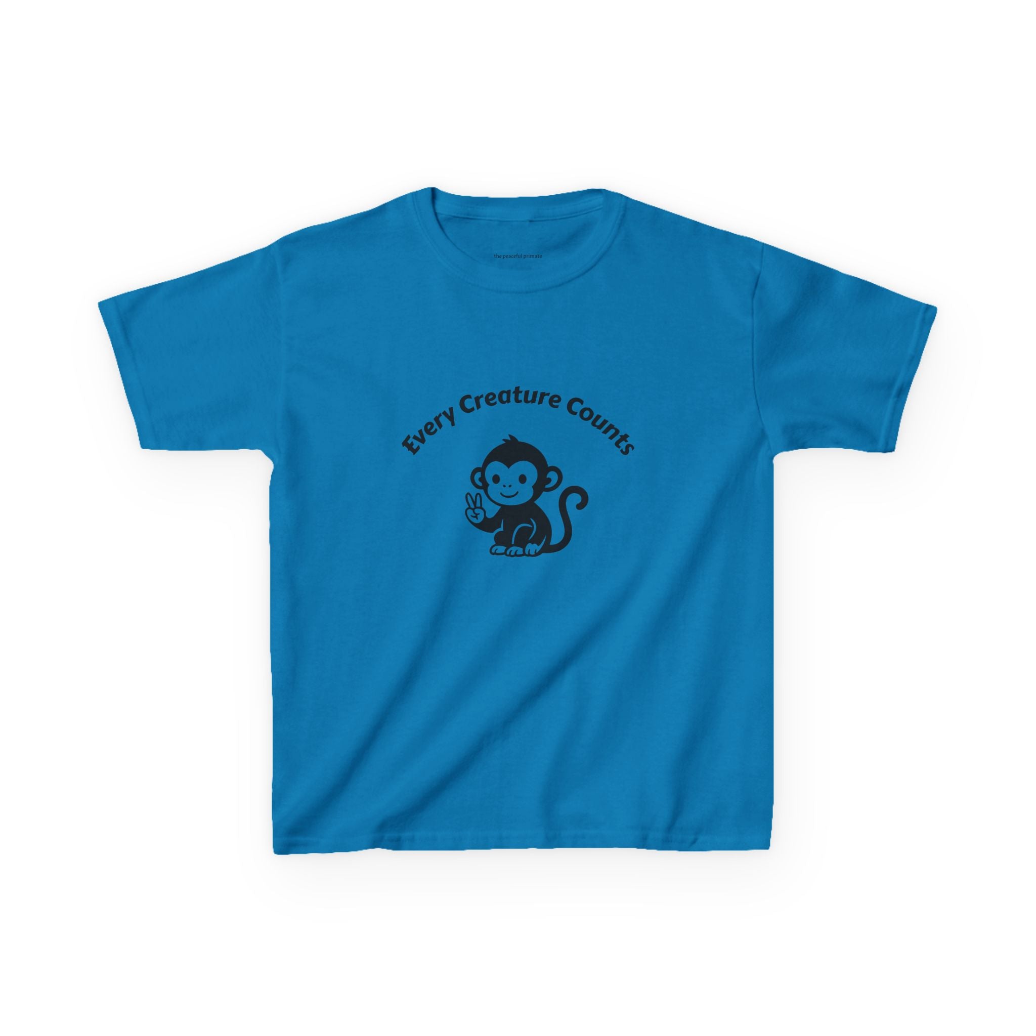 Kids T‑Shirt — Cute Monkey "Every Creature Counts" Eco Animal Rescue Tee