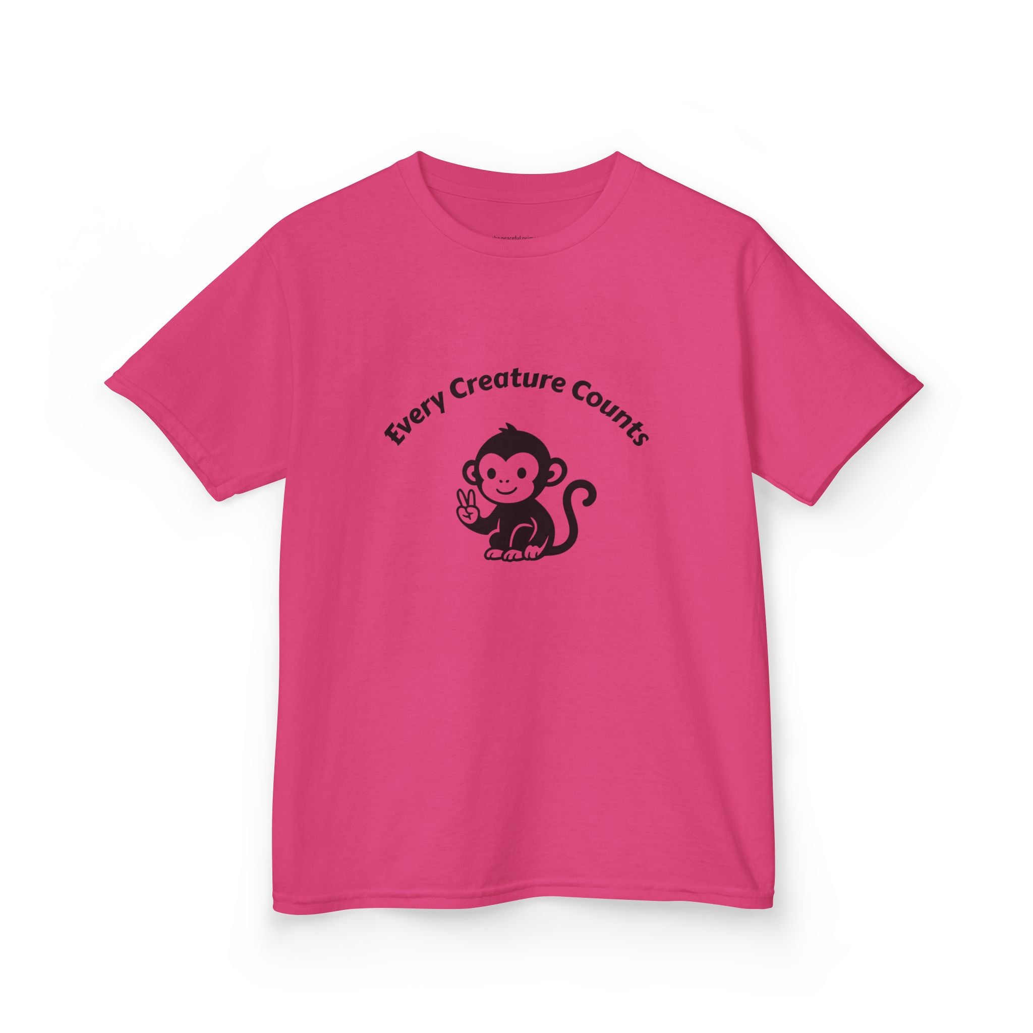Kids T‑Shirt — Cute Monkey "Every Creature Counts" Eco Animal Rescue Tee