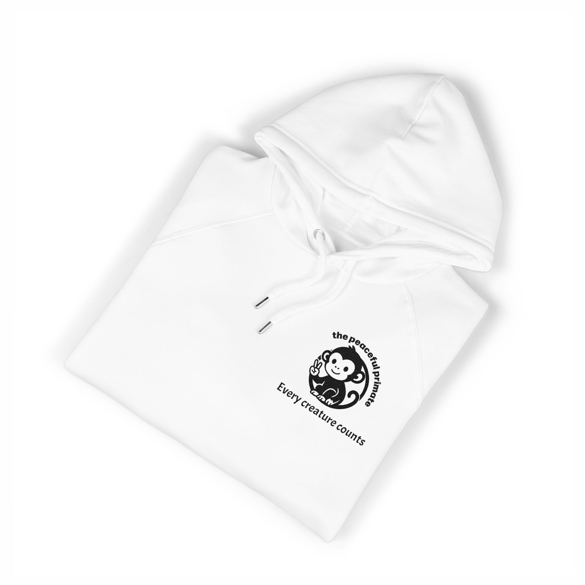 Embroidered Eco Raglan Hoodie — Minimal Crest Logo "Enjoying Life's Moments"