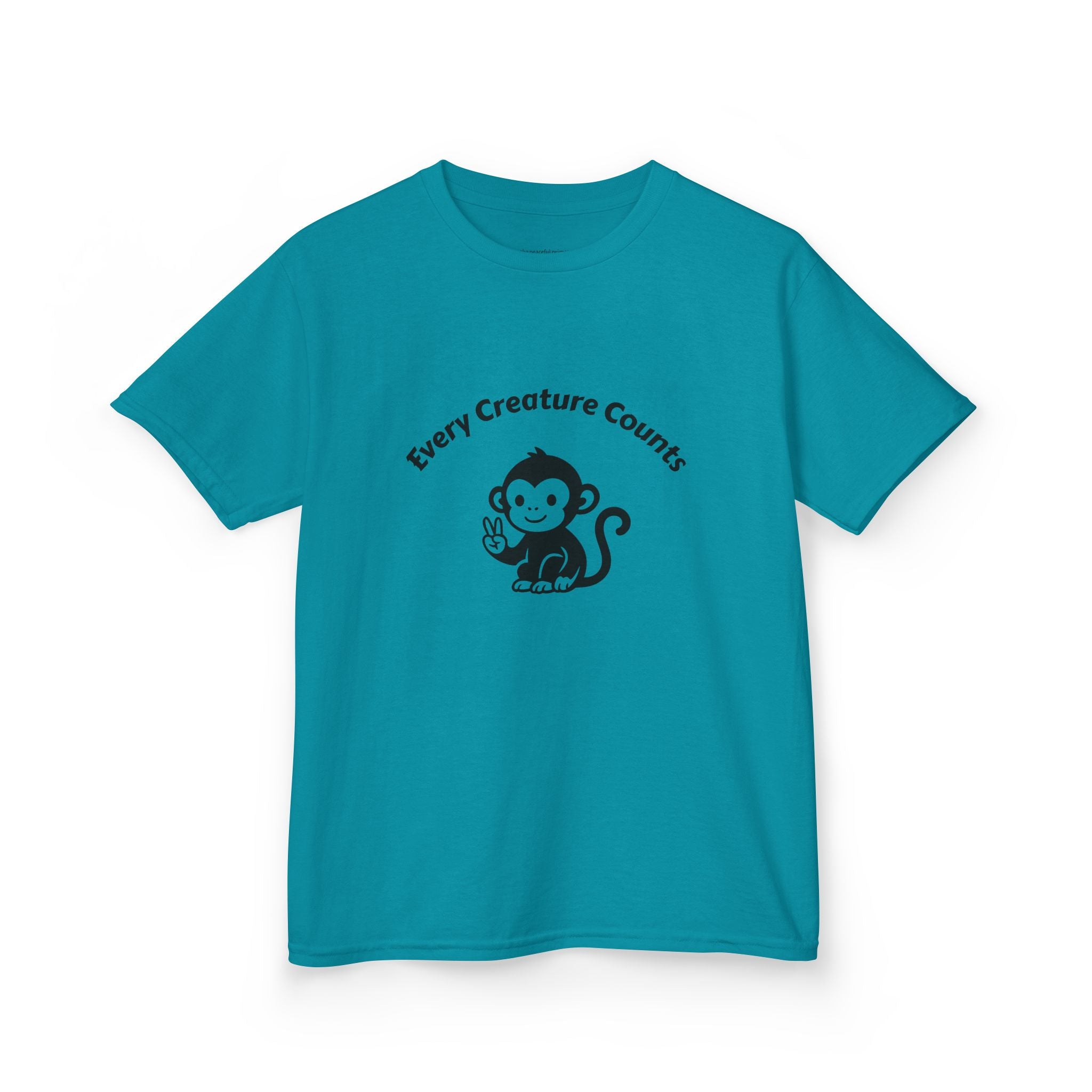 Kids T‑Shirt — Cute Monkey "Every Creature Counts" Eco Animal Rescue Tee