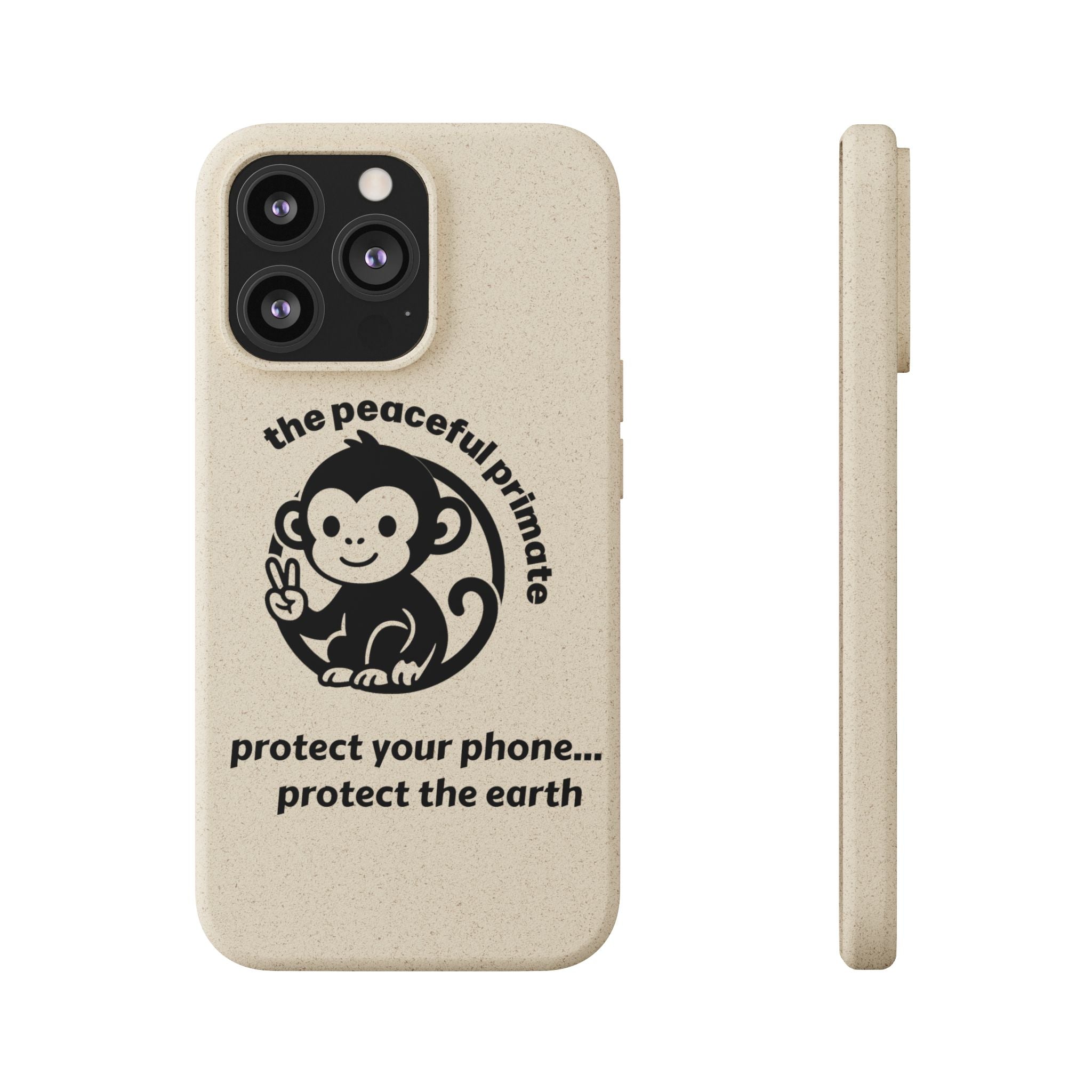 Biodegradable Phone Case — "The Peaceful Primate" Eco-Friendly Protection