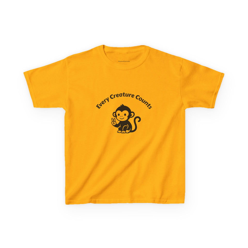 Kids T‑Shirt — Cute Monkey "Every Creature Counts" Eco Animal Rescue Tee