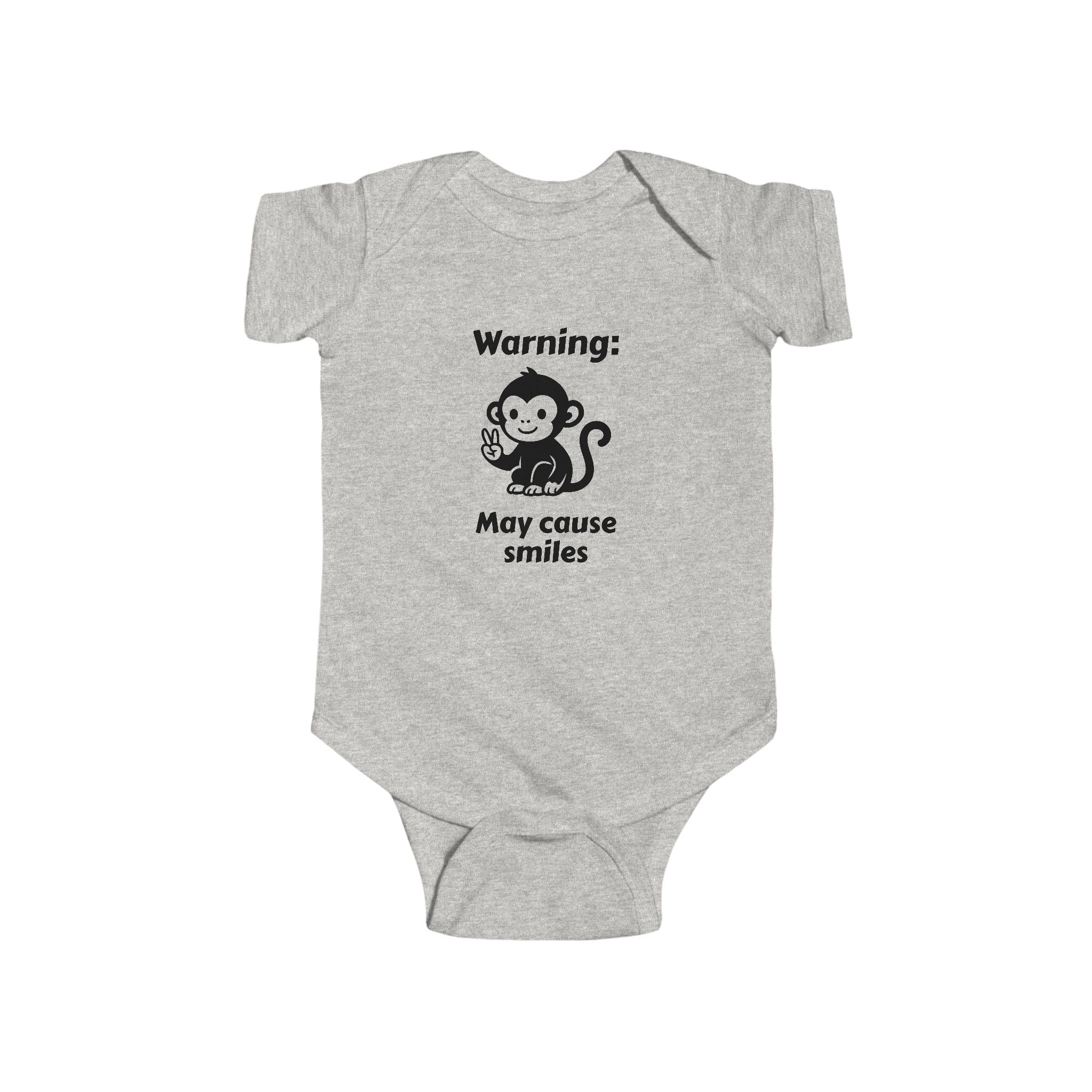 Infant Bodysuit — "Warning: May Cause Smiles" Cute Monkey Baby Onesie