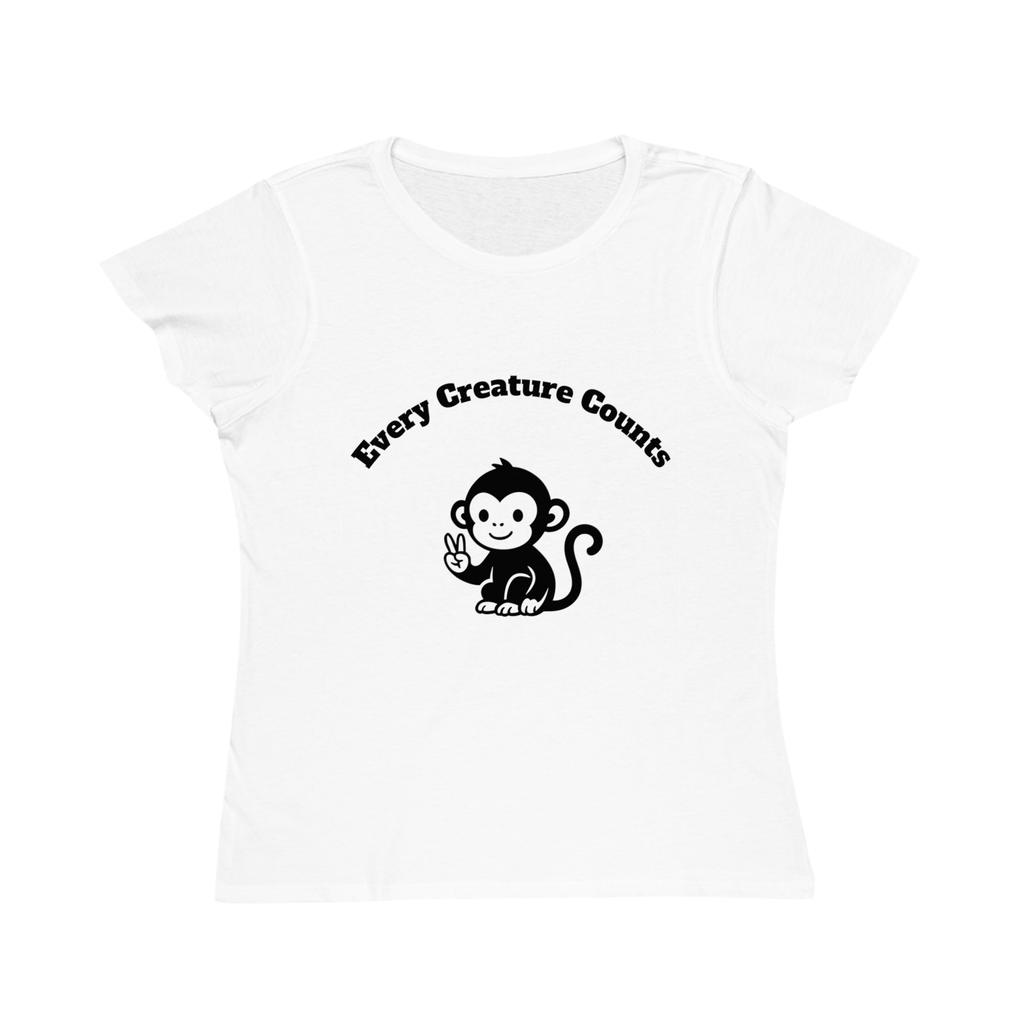 Organic Women's T-Shirt — "The Peaceful Primate" Every Creature Counts Animal Rights Tee