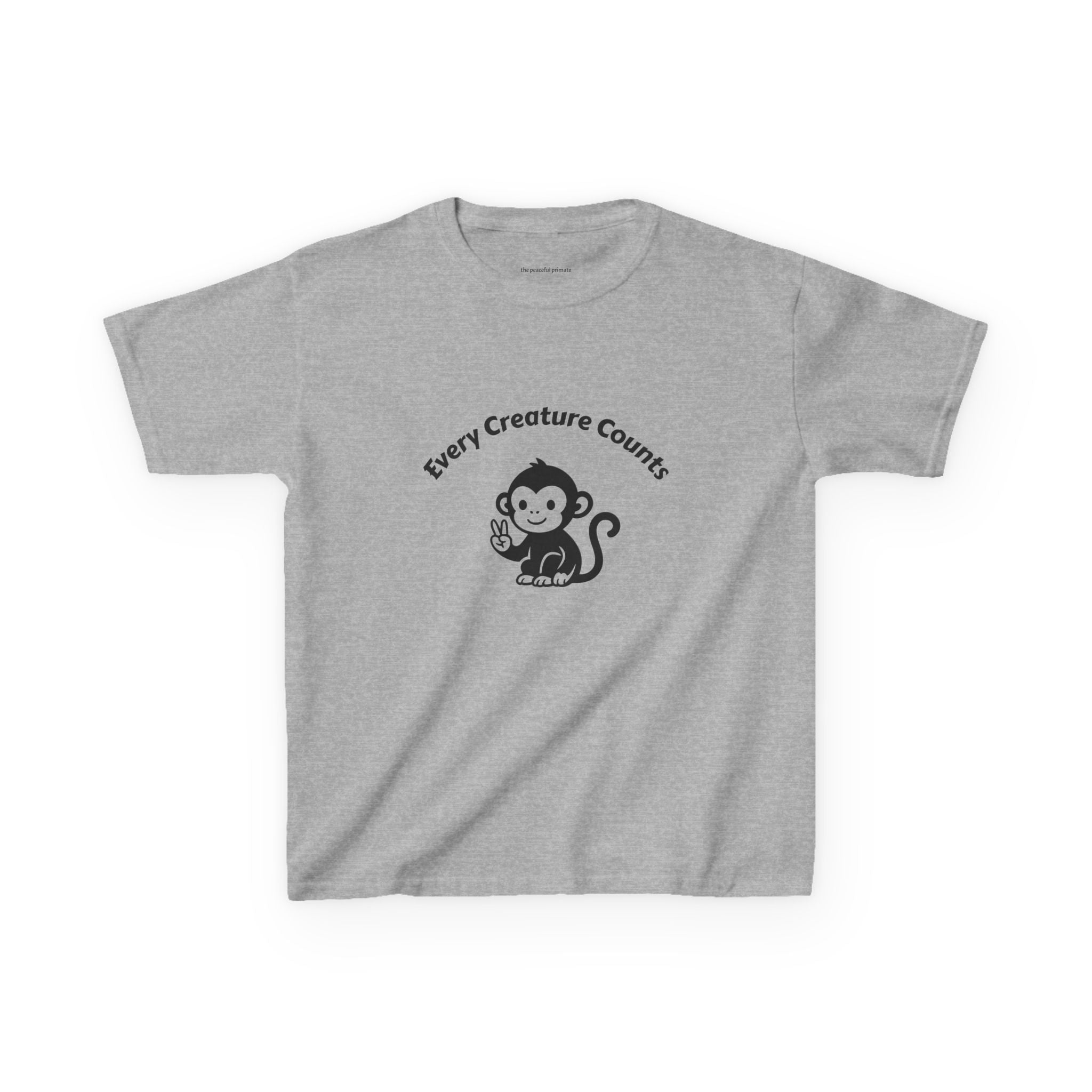 Kids T‑Shirt — Cute Monkey "Every Creature Counts" Eco Animal Rescue Tee
