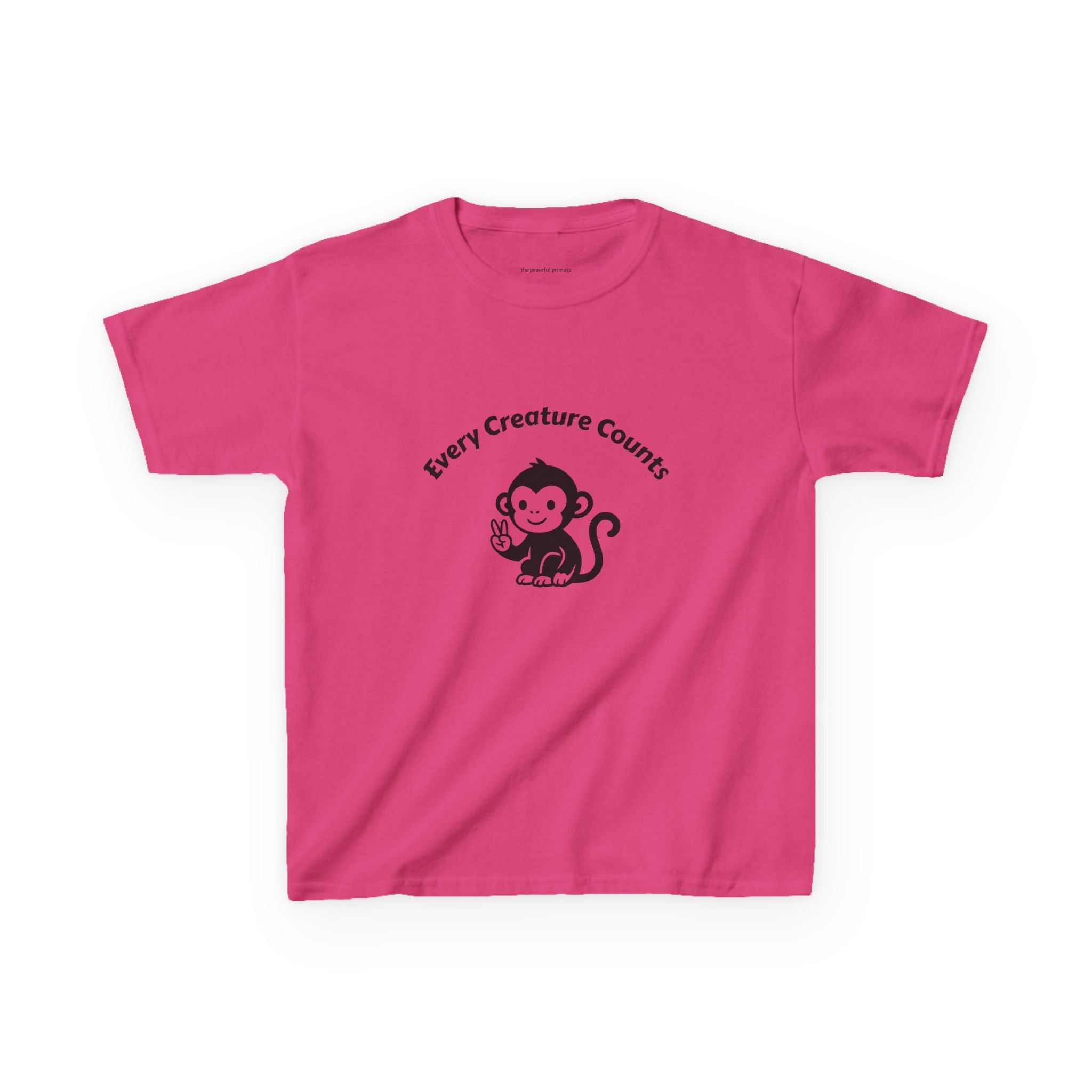 Kids T‑Shirt — Cute Monkey "Every Creature Counts" Eco Animal Rescue Tee