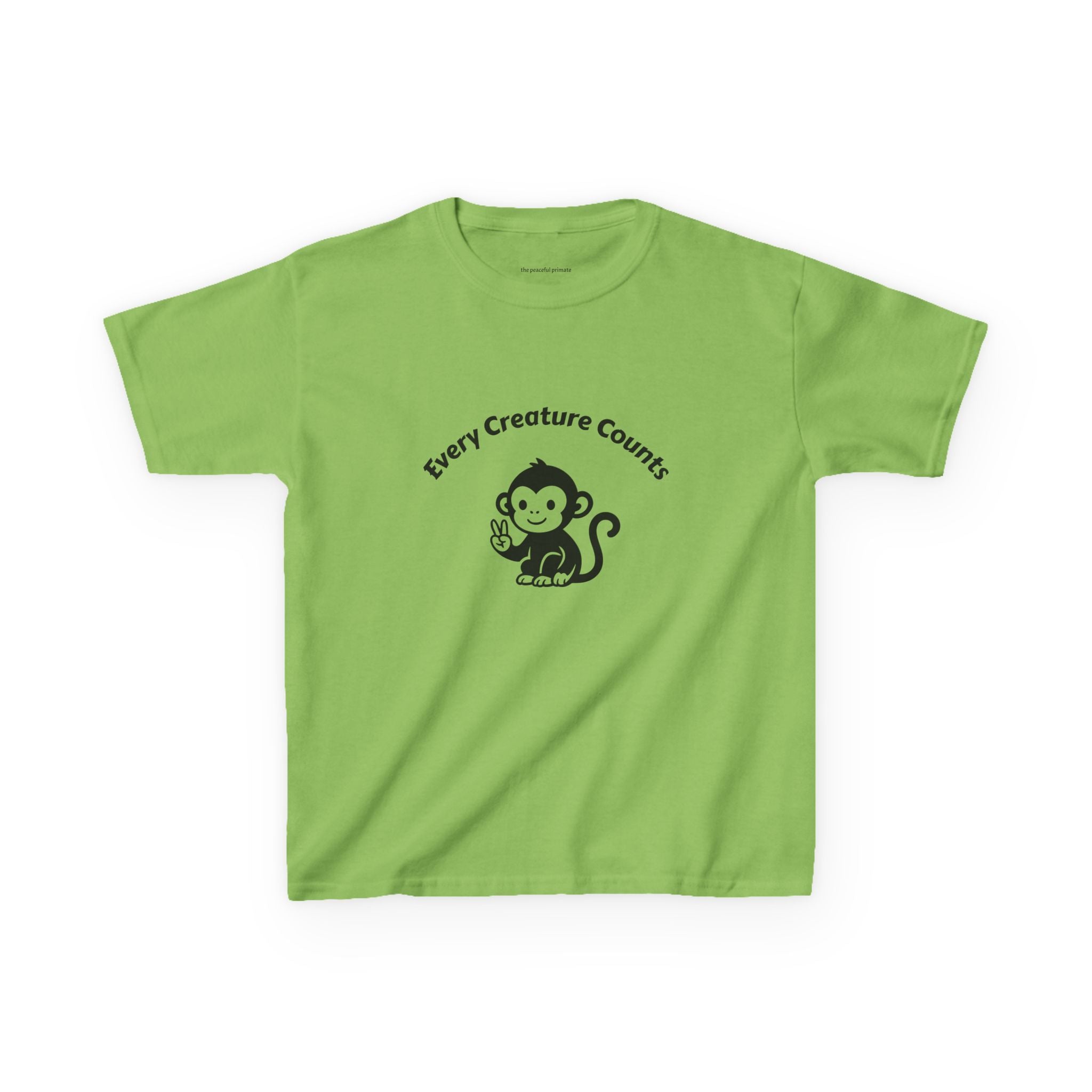 Kids T‑Shirt — Cute Monkey "Every Creature Counts" Eco Animal Rescue Tee