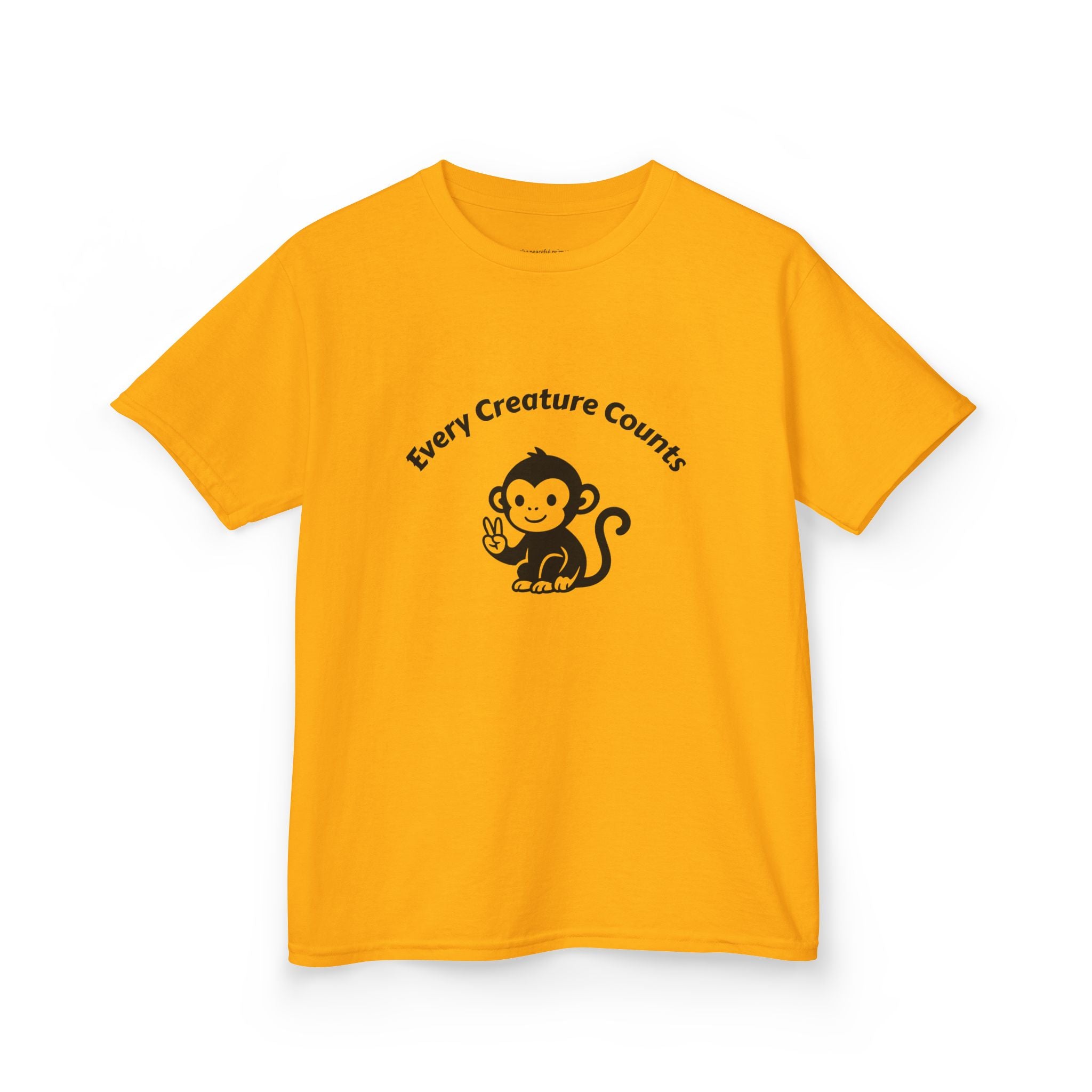 Kids T‑Shirt — Cute Monkey "Every Creature Counts" Eco Animal Rescue Tee