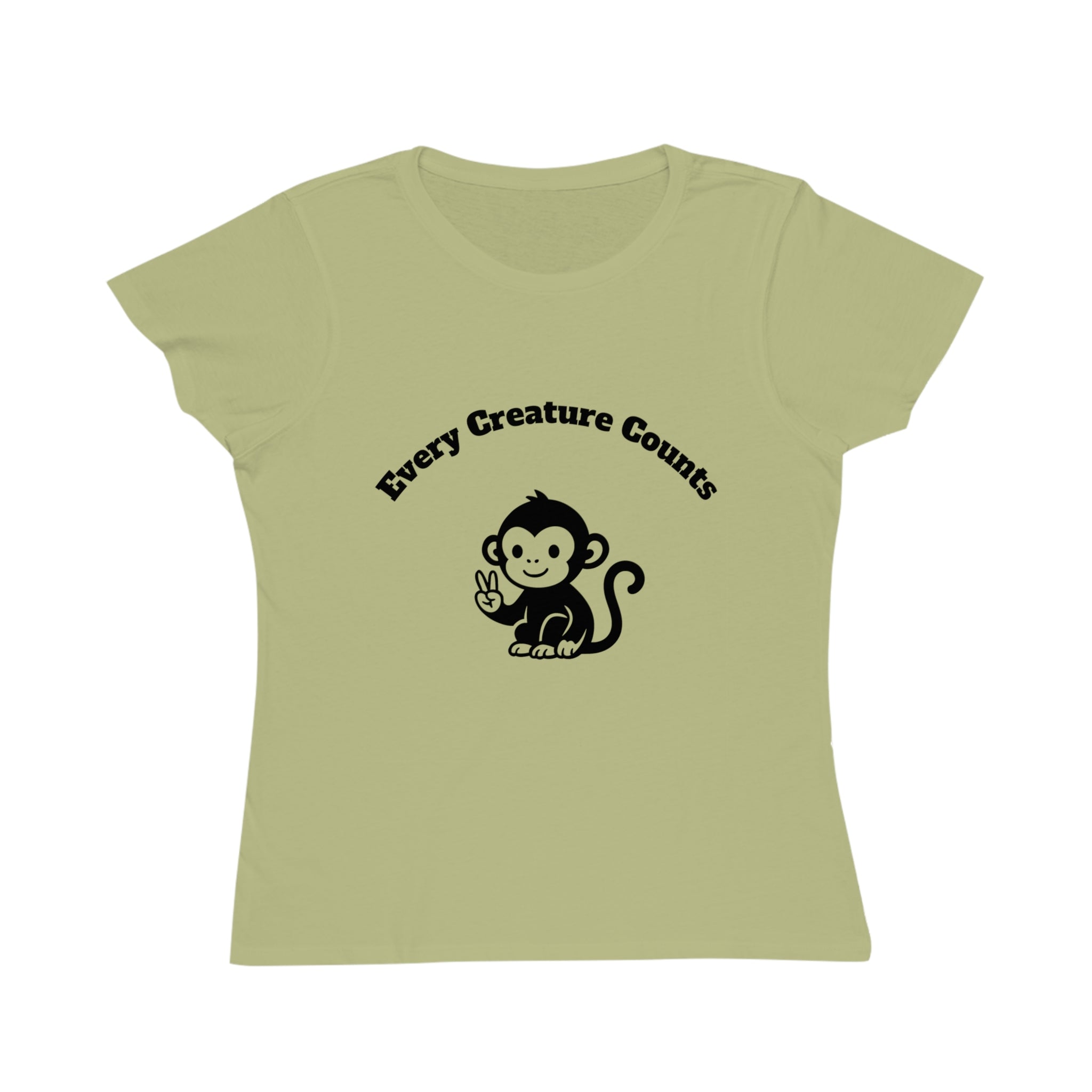Organic Women's T-Shirt — "The Peaceful Primate" Every Creature Counts Animal Rights Tee