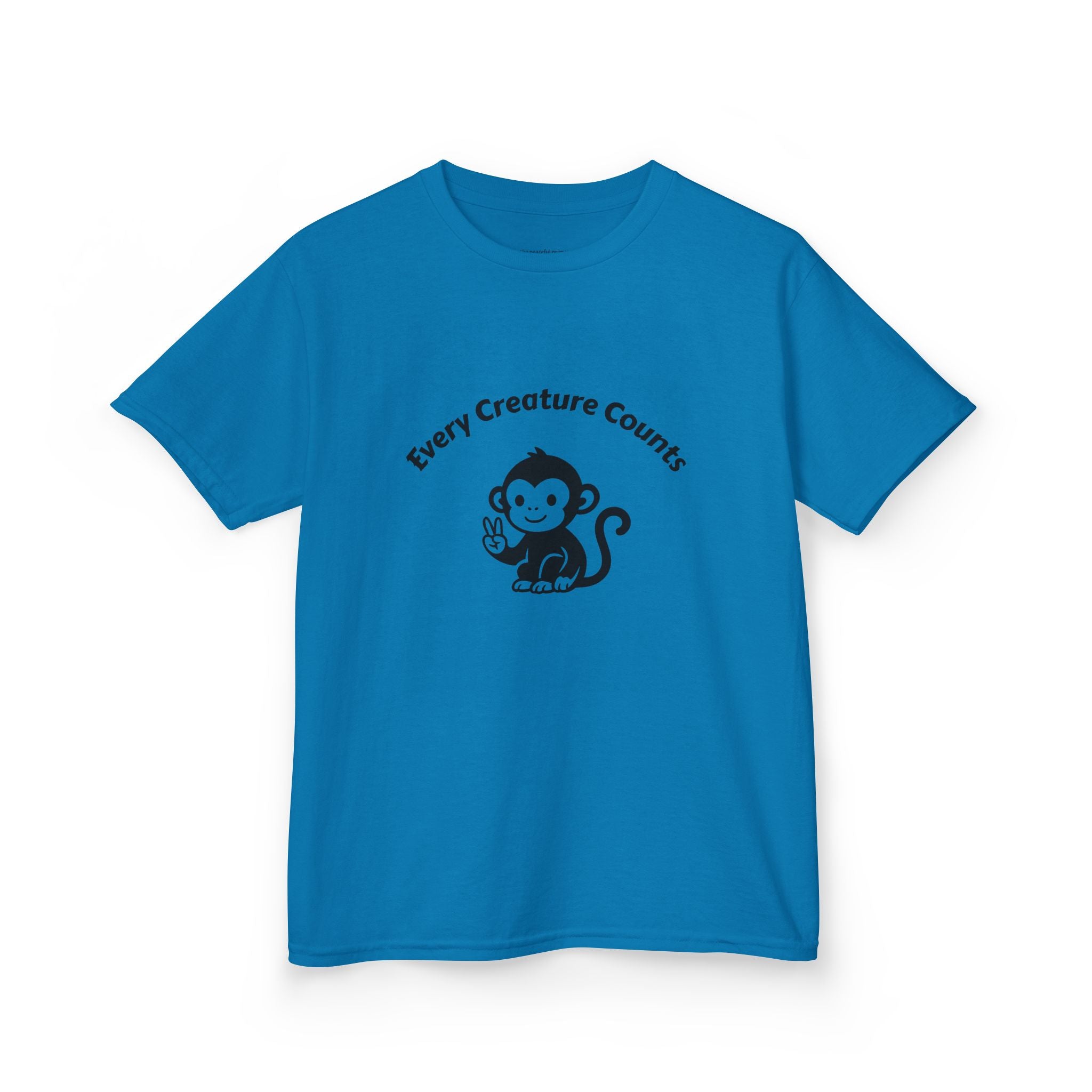 Kids T‑Shirt — Cute Monkey "Every Creature Counts" Eco Animal Rescue Tee