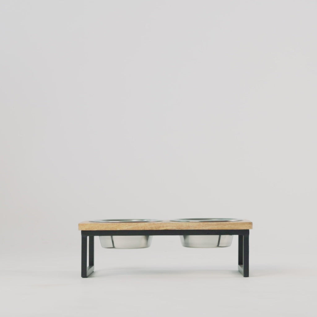 Sustainable Wood & Metal Elevated Pet Feeder