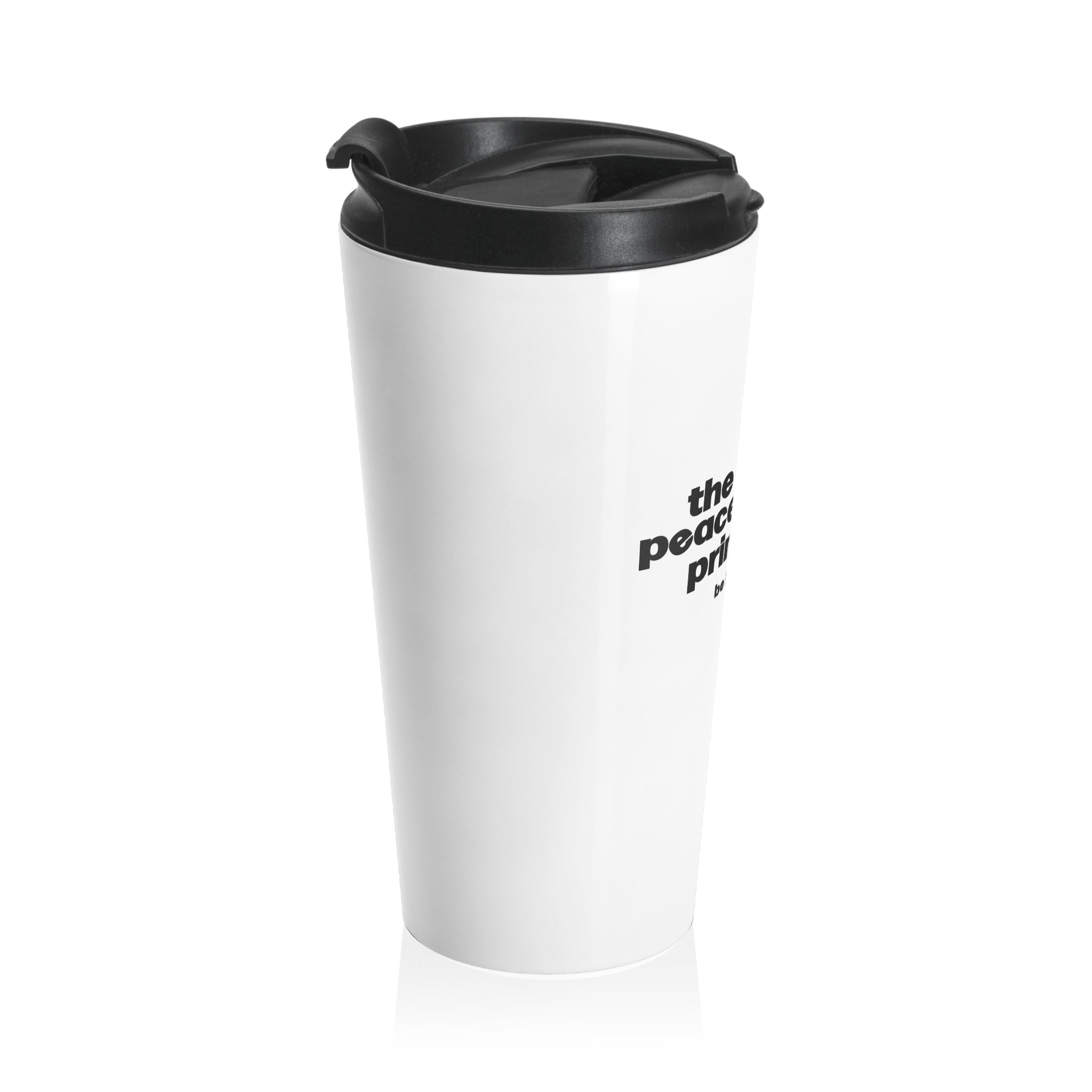 Stainless Steel Travel Mug — Peaceful Primate Design (Be Kind to Everyone)