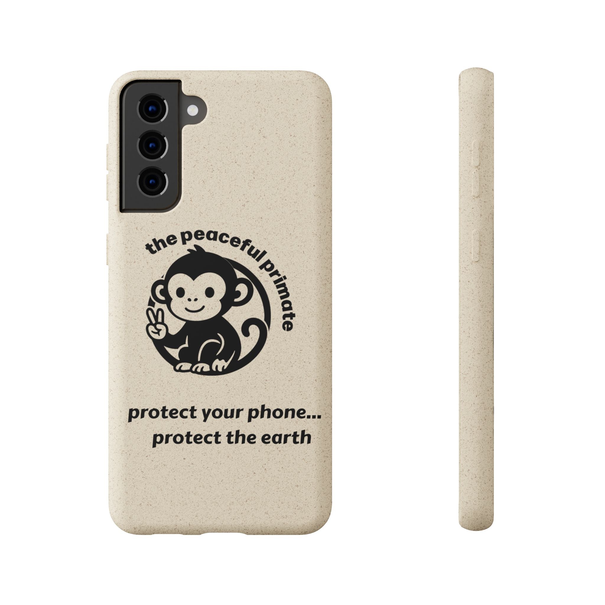 Biodegradable Phone Case — "The Peaceful Primate" Eco-Friendly Protection