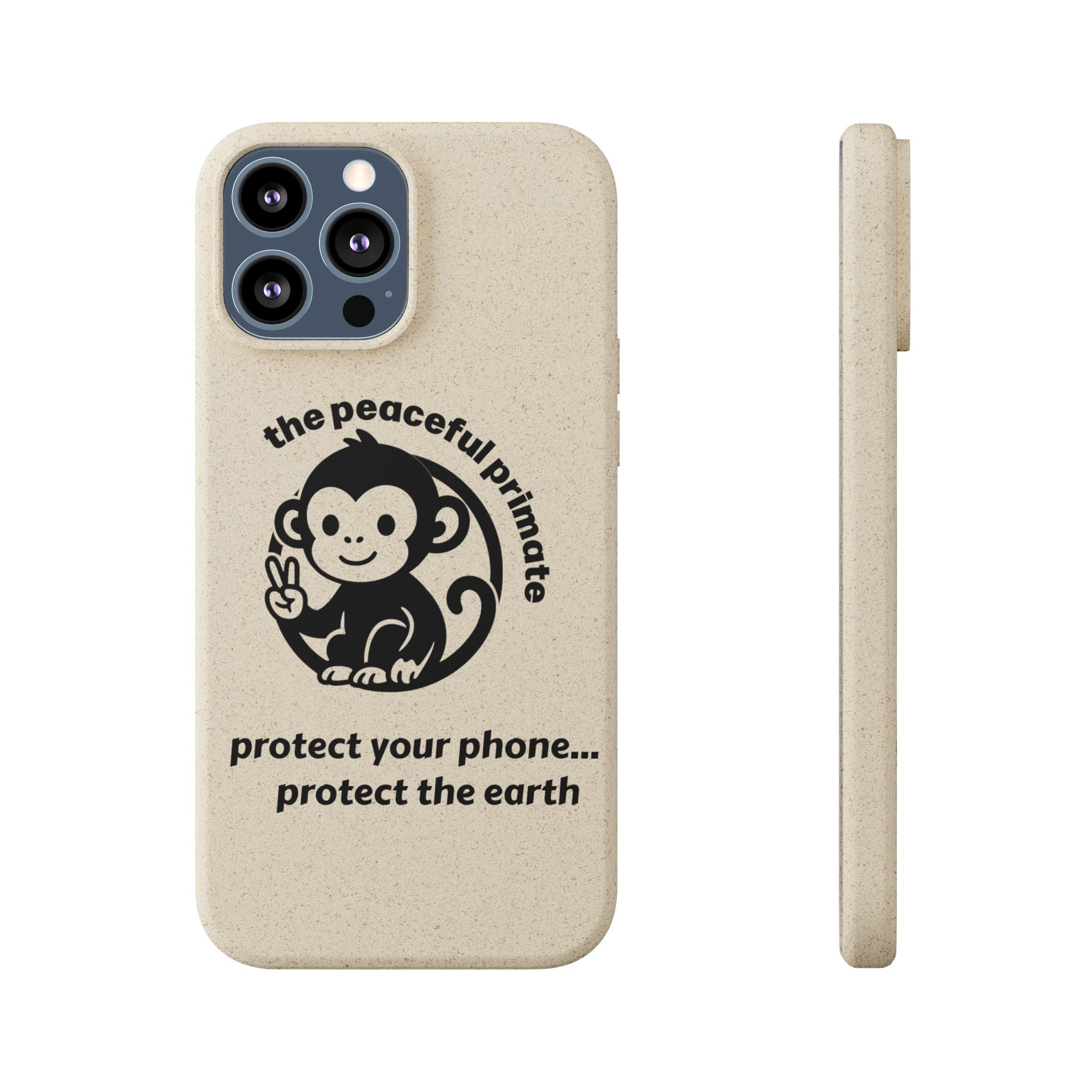 Biodegradable Phone Case — "The Peaceful Primate" Eco-Friendly Protection