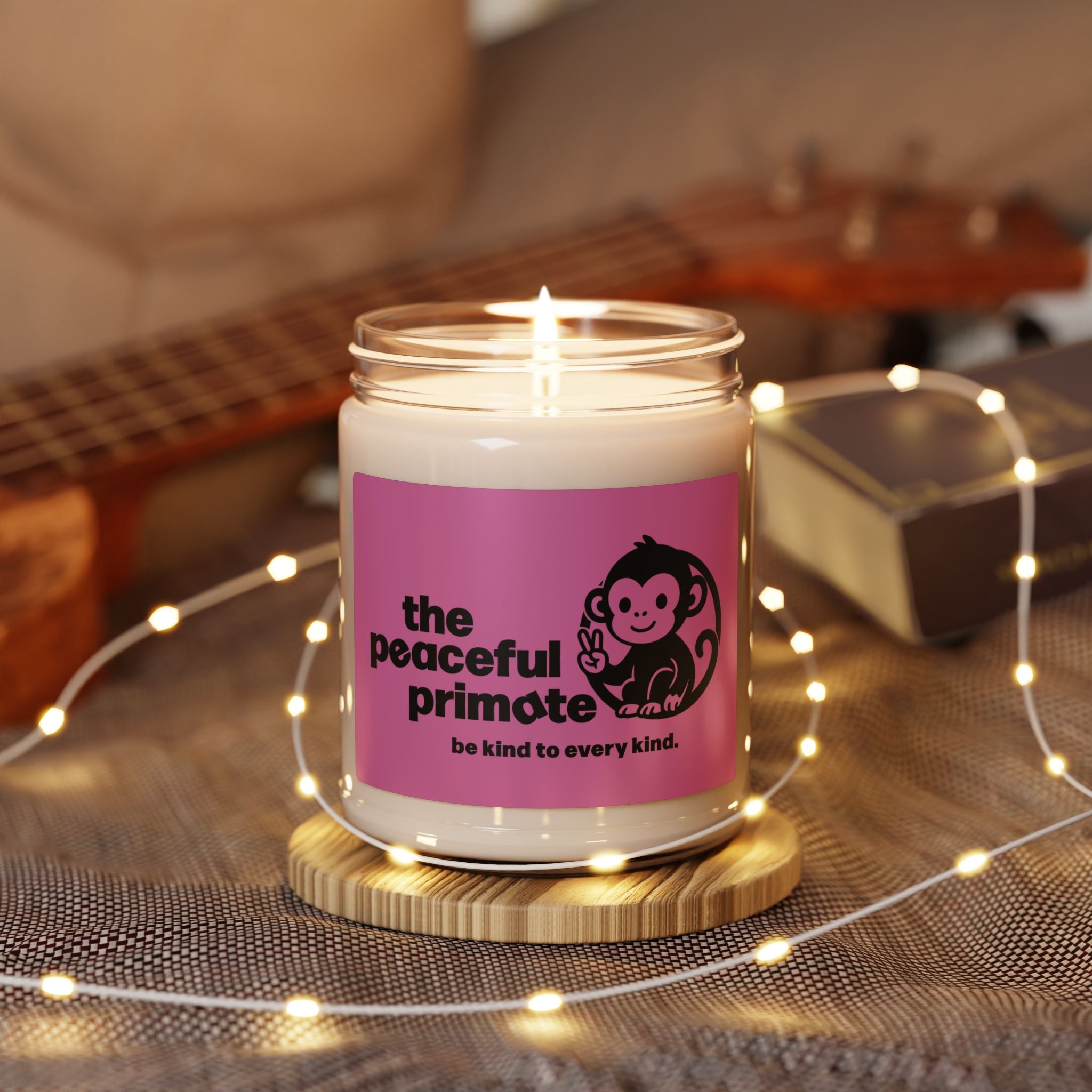 Peaceful Primate Scented Soy Candle — 9oz ‘Be Kind to Every Kind’ Aromatherapy Jar