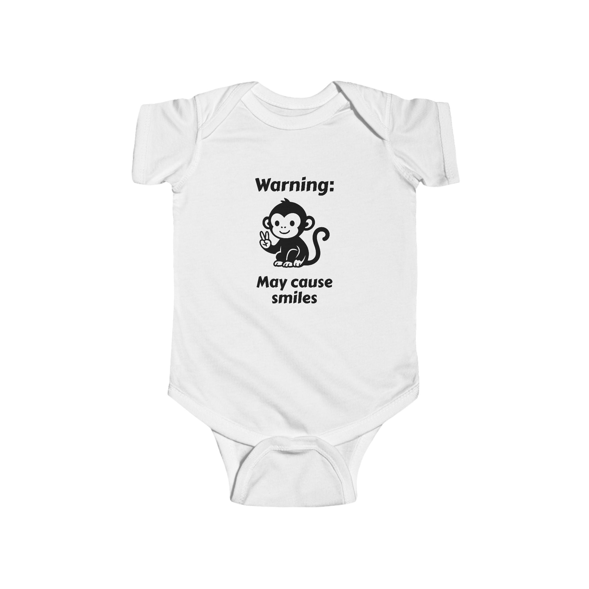 Infant Bodysuit — "Warning: May Cause Smiles" Cute Monkey Baby Onesie