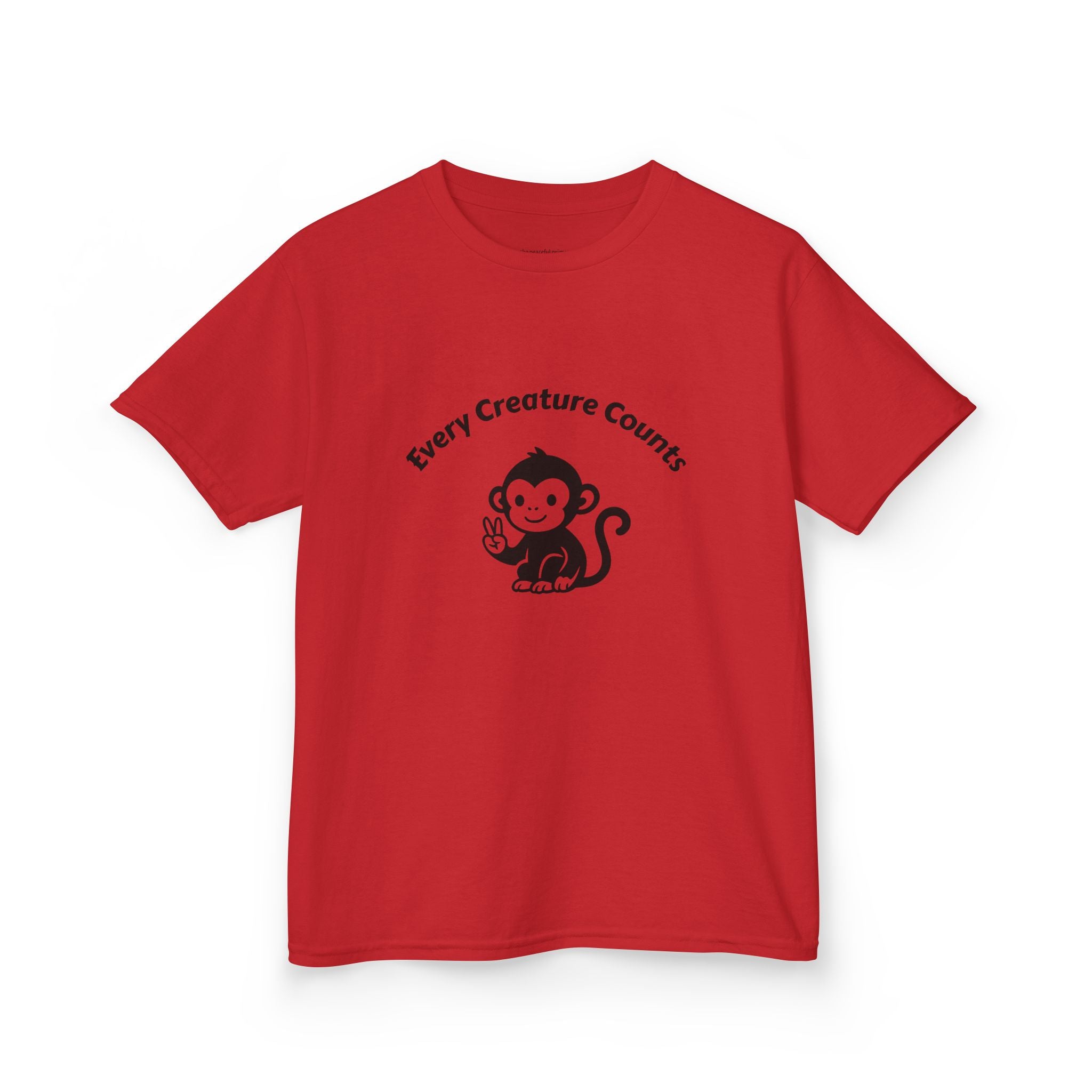 Kids T‑Shirt — Cute Monkey "Every Creature Counts" Eco Animal Rescue Tee