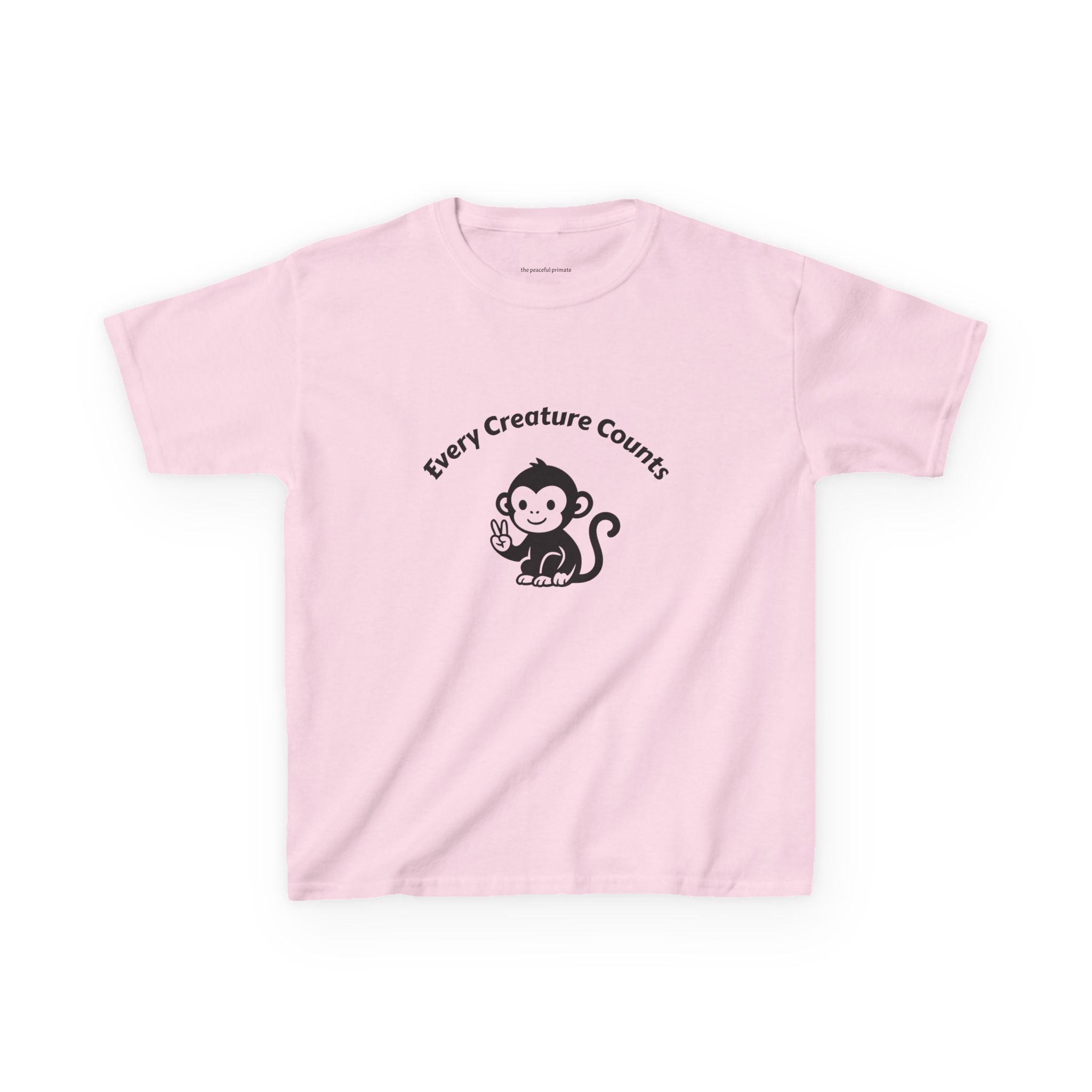 Kids T‑Shirt — Cute Monkey "Every Creature Counts" Eco Animal Rescue Tee