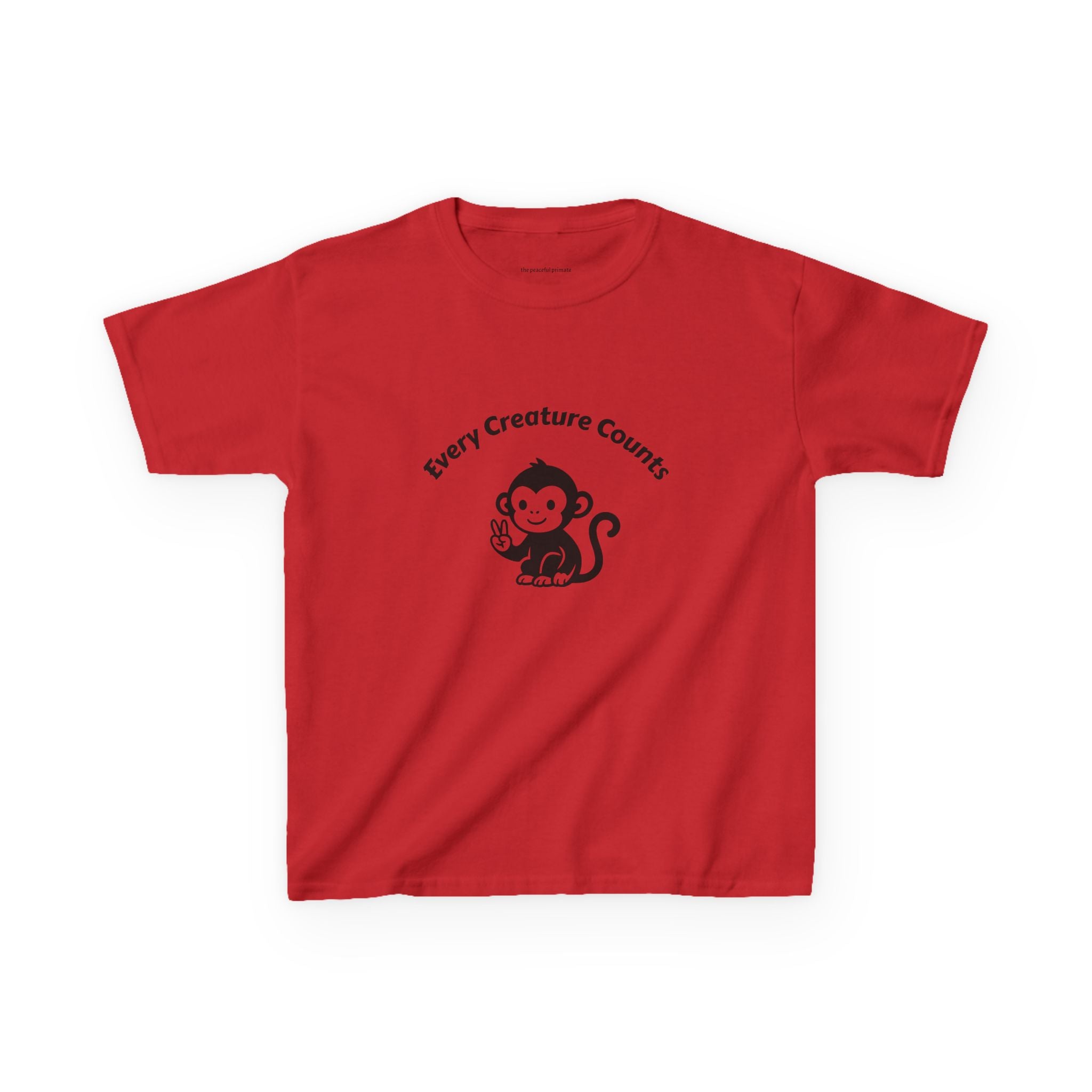 Kids T‑Shirt — Cute Monkey "Every Creature Counts" Eco Animal Rescue Tee