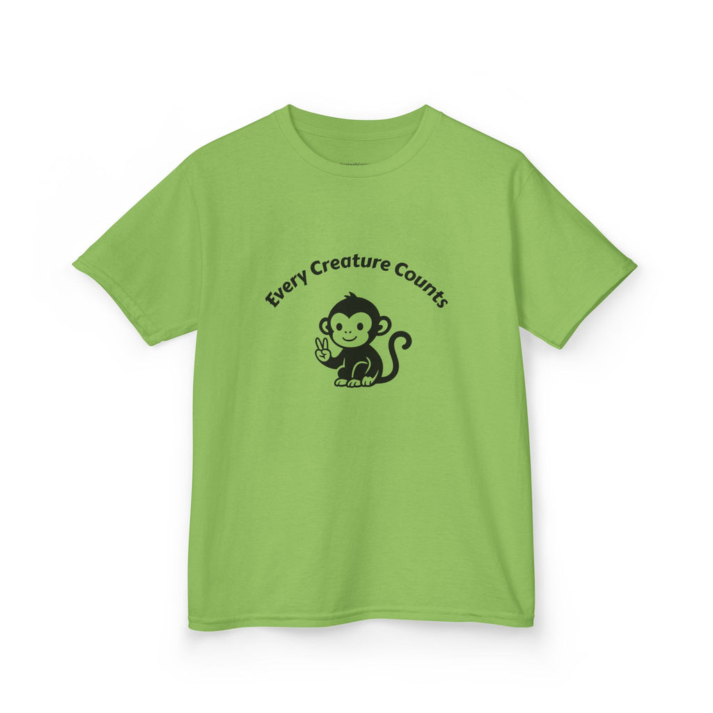 Kids T‑Shirt — Cute Monkey "Every Creature Counts" Eco Animal Rescue Tee