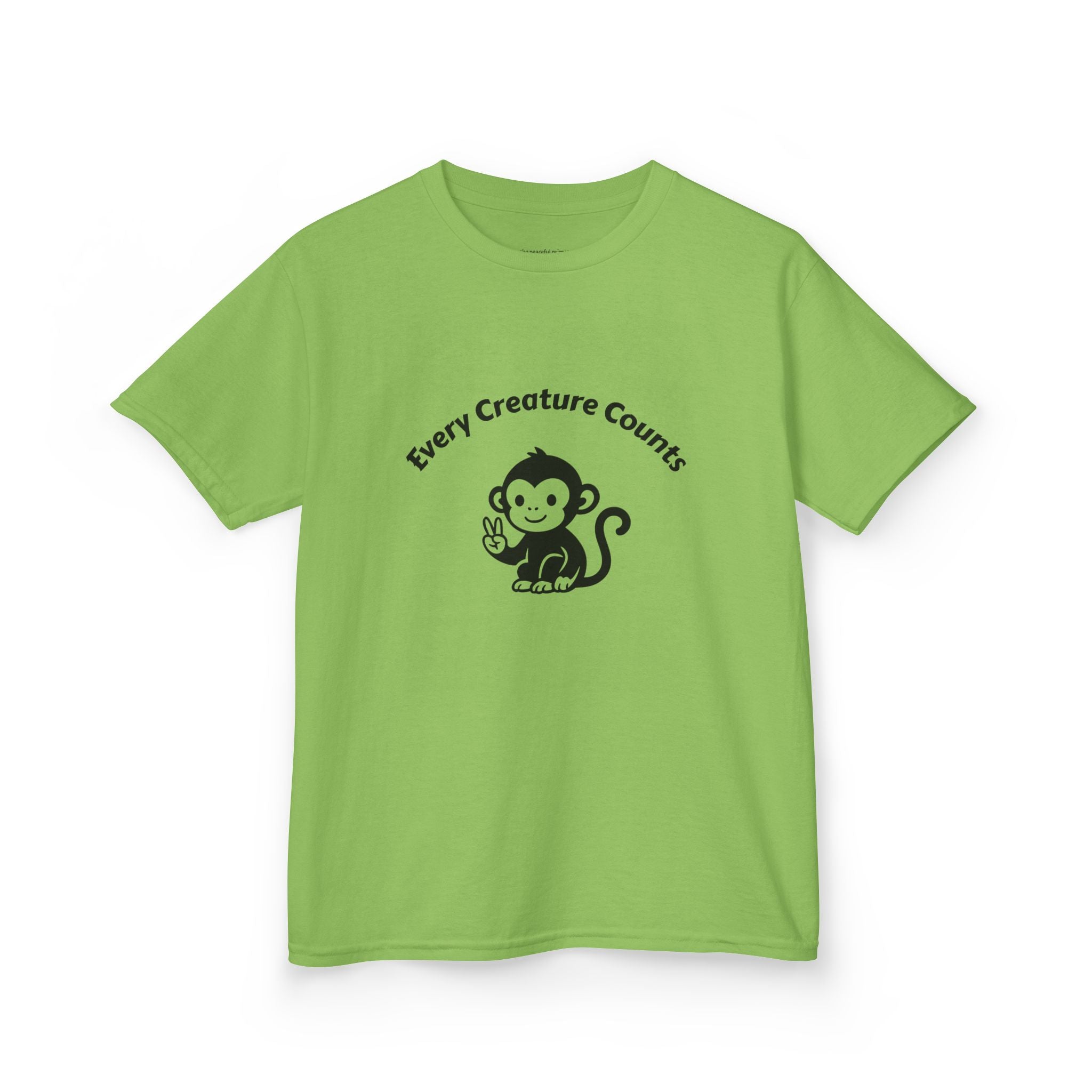 Kids T‑Shirt — Cute Monkey "Every Creature Counts" Eco Animal Rescue Tee