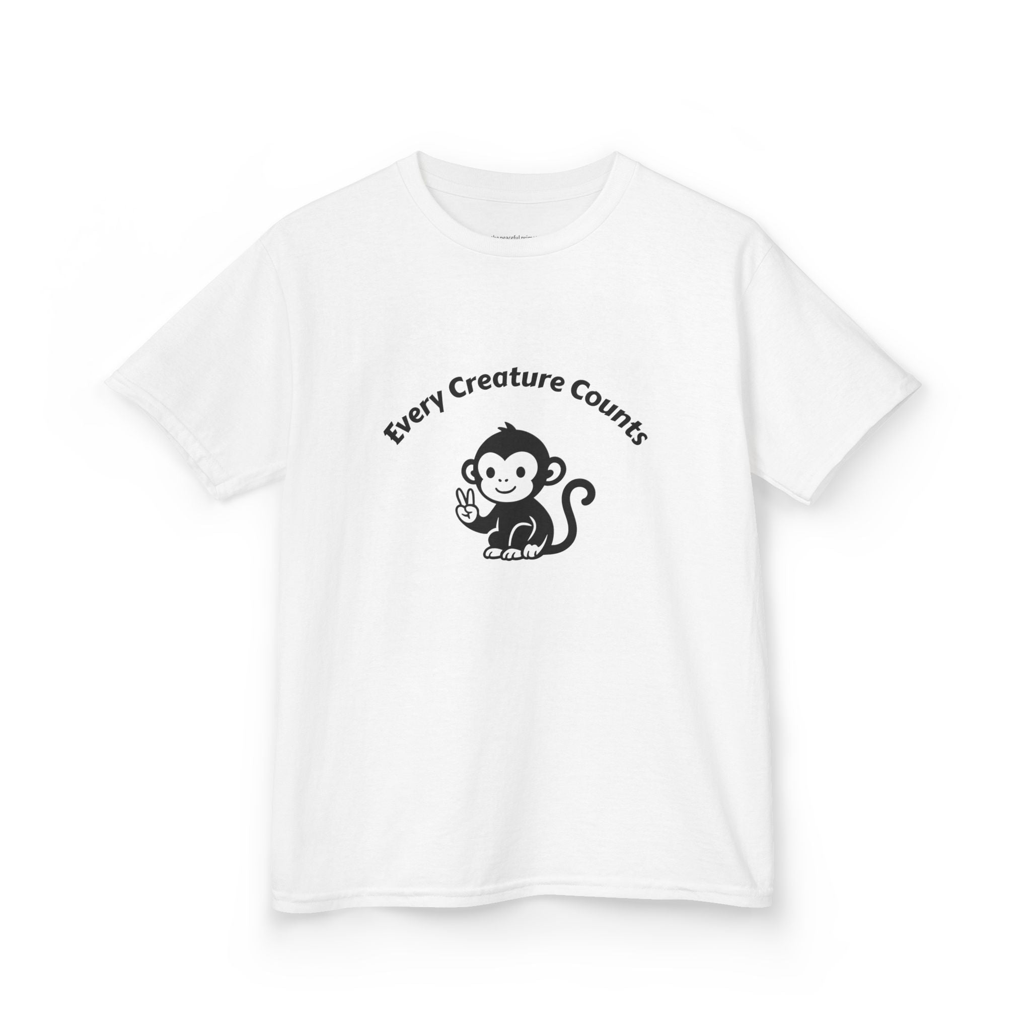 Kids T‑Shirt — Cute Monkey "Every Creature Counts" Eco Animal Rescue Tee