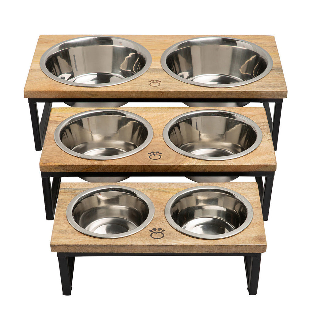 Sustainable Wood & Metal Elevated Pet Feeder