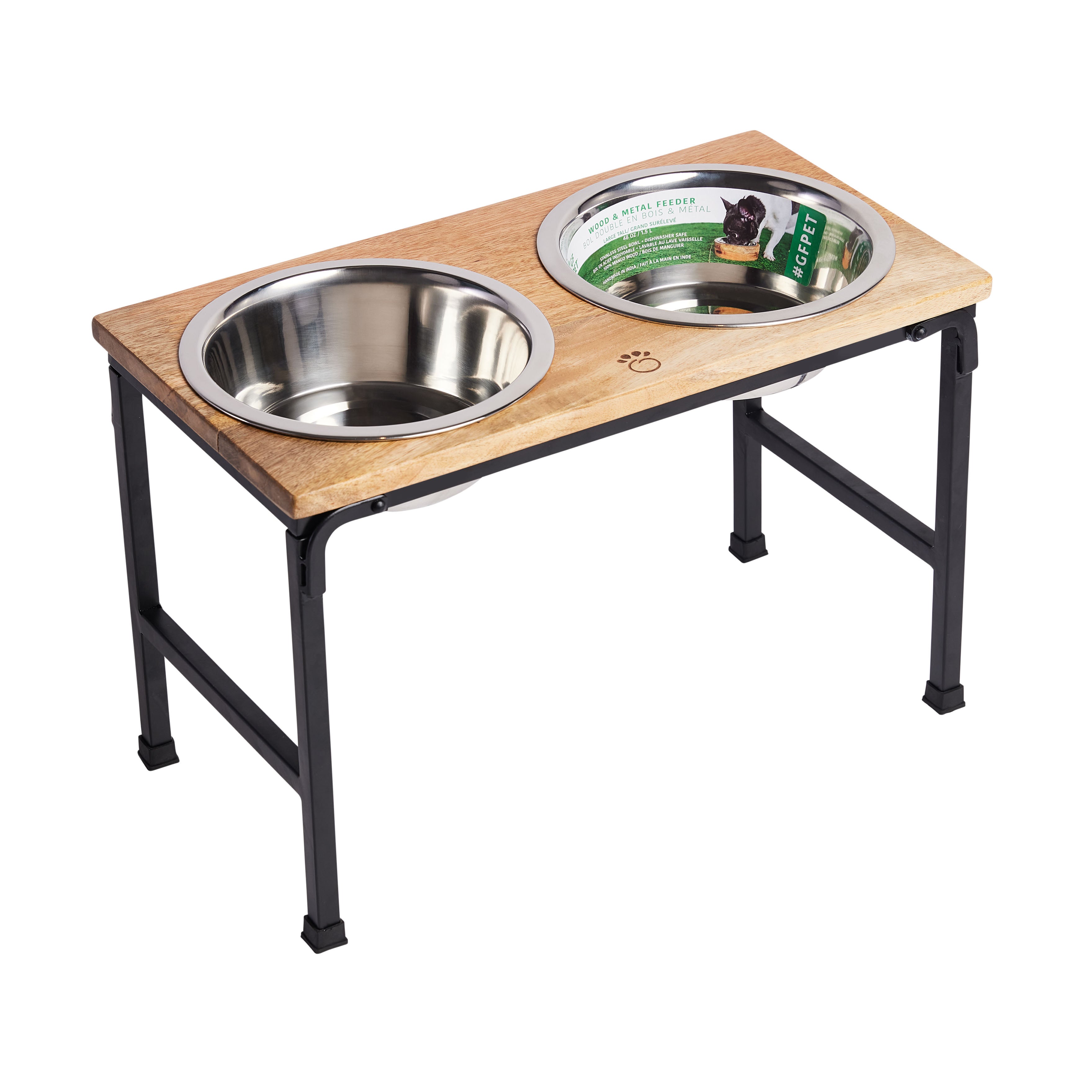 Sustainable Wood & Metal Elevated Pet Feeder