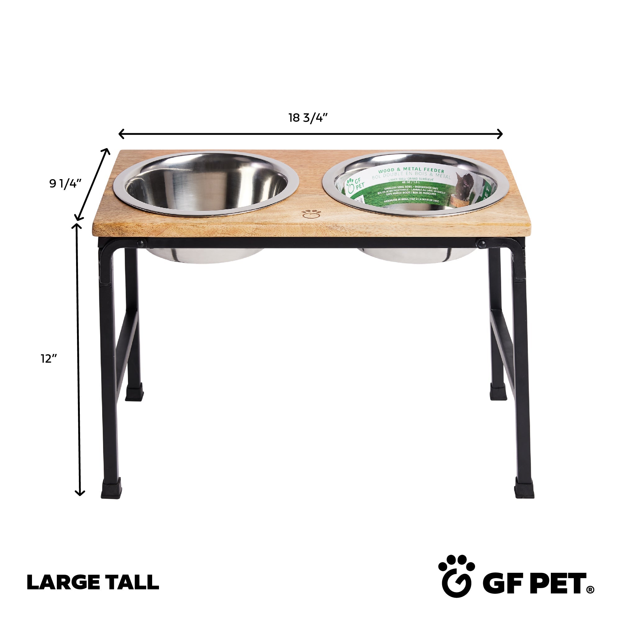 Sustainable Wood & Metal Elevated Pet Feeder